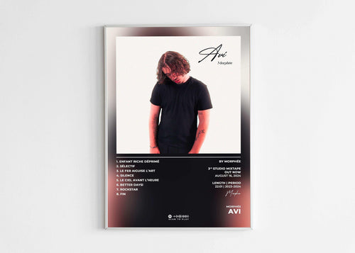 Poster Avi Morphée, fait en France, livraison gratuite en 48h, décoration murale musicale originale