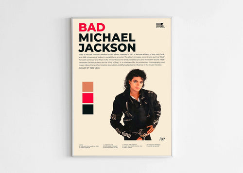 Poster Michael Jackson Bad, fait en France, livraison gratuite en 48h, décoration musicale originale
