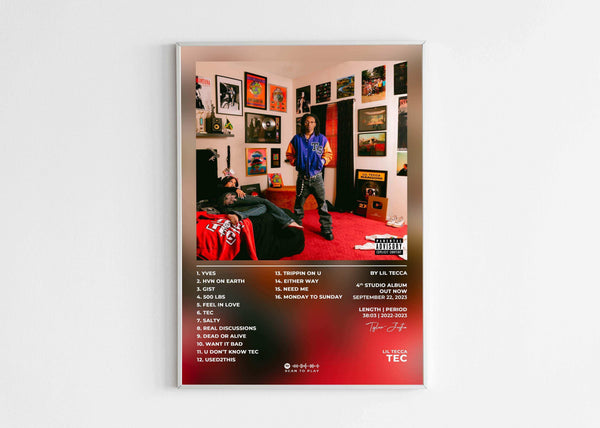 Tec Rapper Posters TEC Lil Tecca Poster – Backyard