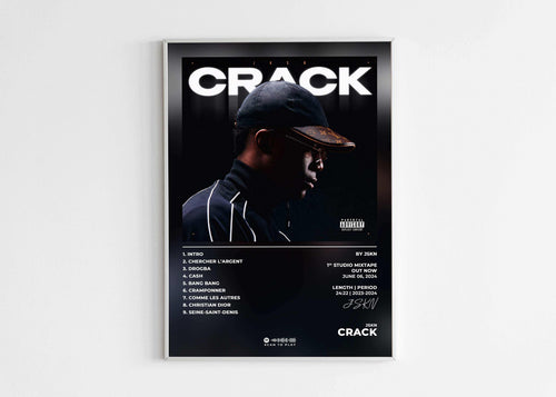 Poster JSKN Crack, fait en France, livraison gratuite en 48h, pour fans de musique et décoration originale.