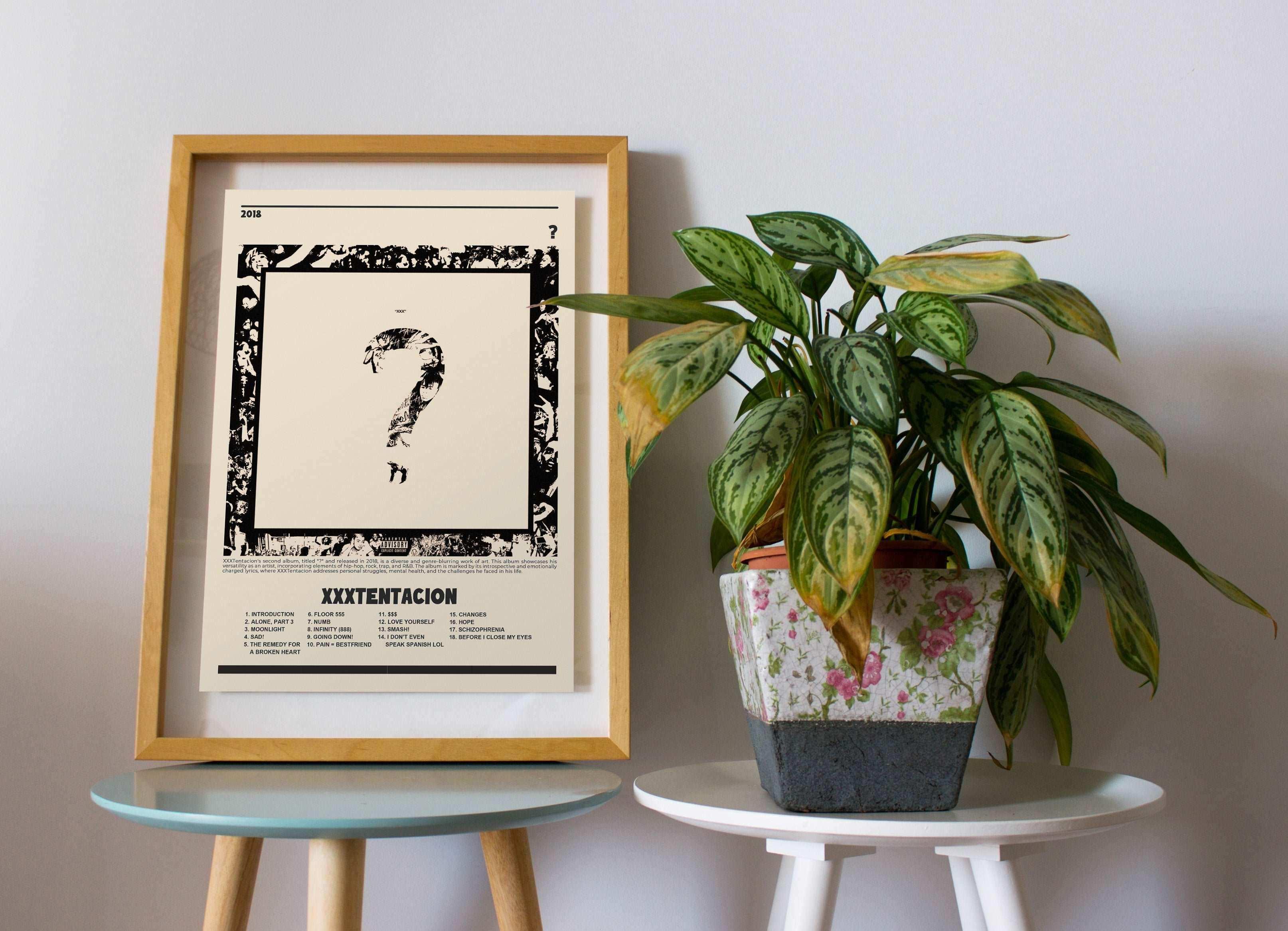 Affiche encadrée posée sur une table à côté d'une plante, fait en France, livraison 48h gratuite, cadeau idéal pour Noël