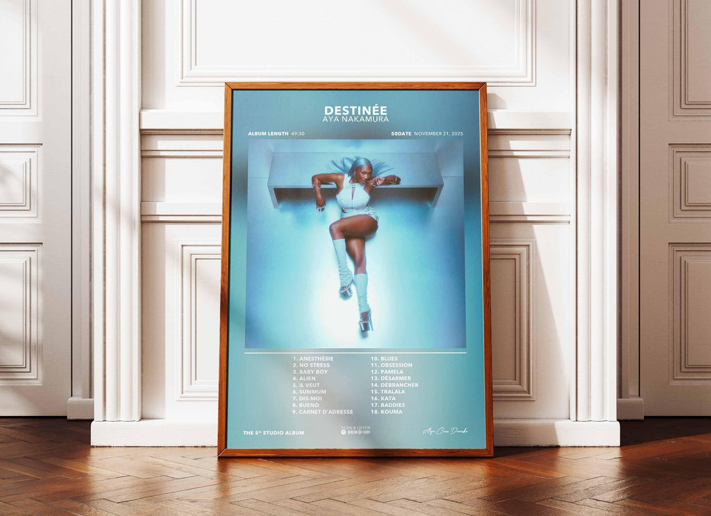 Affiche album Destinée d'Aya Nakamura avec liste des chansons, fait en France, livraison gratuite 48h