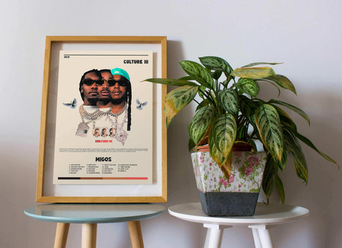 Affiche encadrée posée sur une table à côté d'une plante, fait en France, livraison gratuite 48h, cadeau idéal pour Noël
