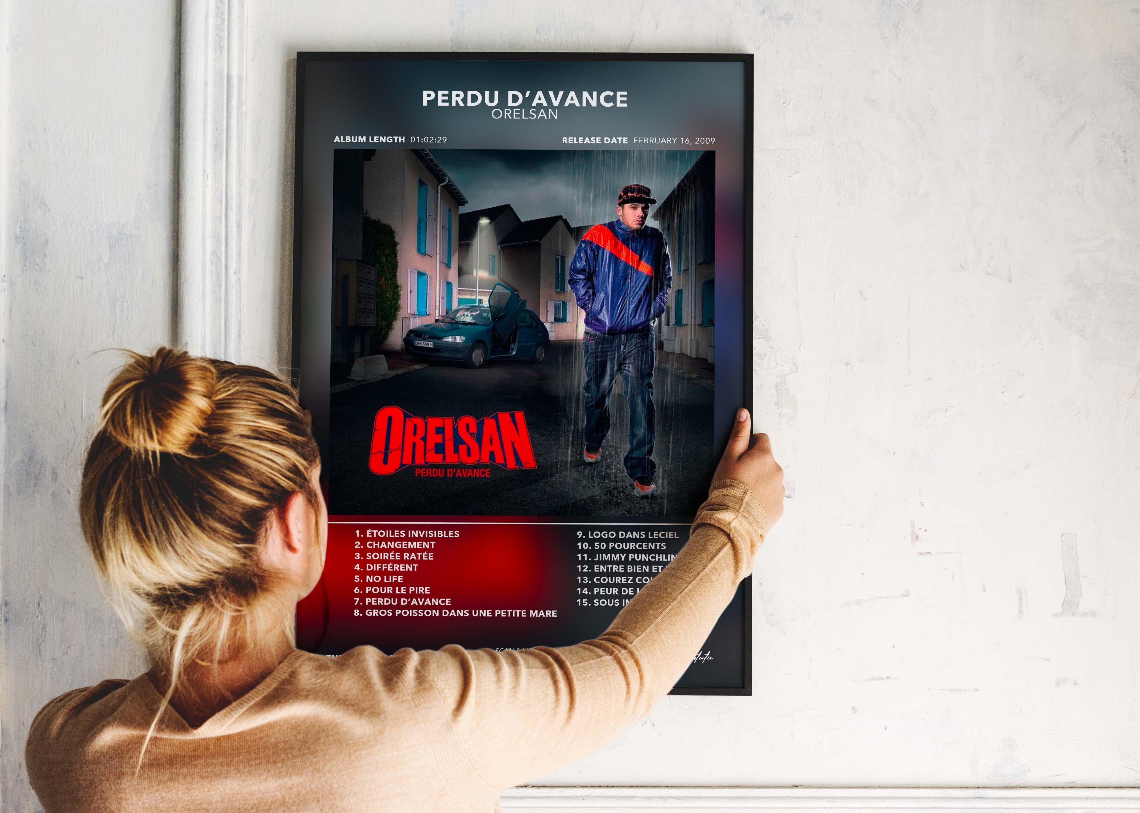 Affiche album Perdu d'avance d'Orelsan, fait en France, livraison gratuite en 48h