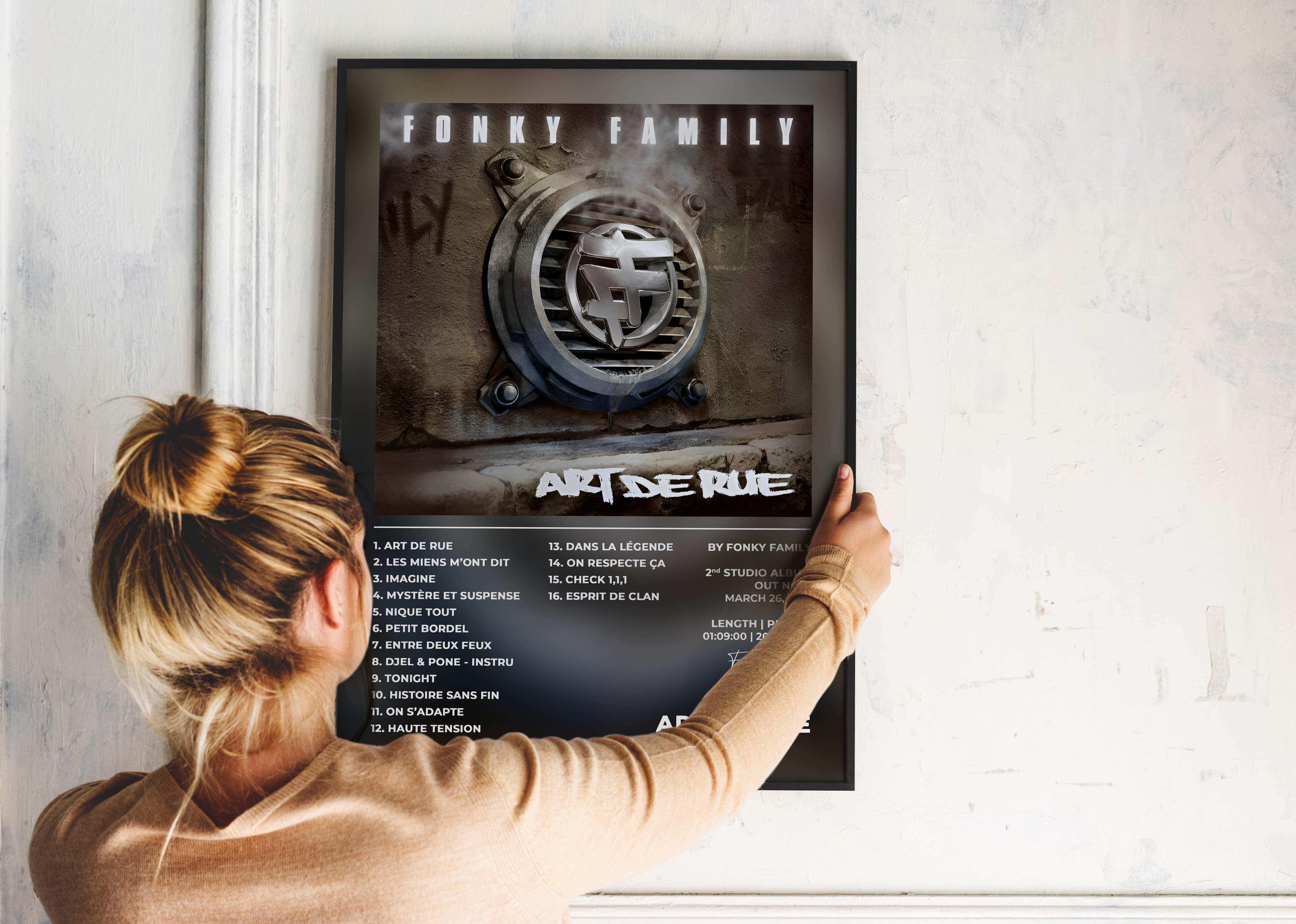 Affiche album Fonky Family Art de Rue tenue au mur, fait en France, livraison 48h, cadeau idéal Noël