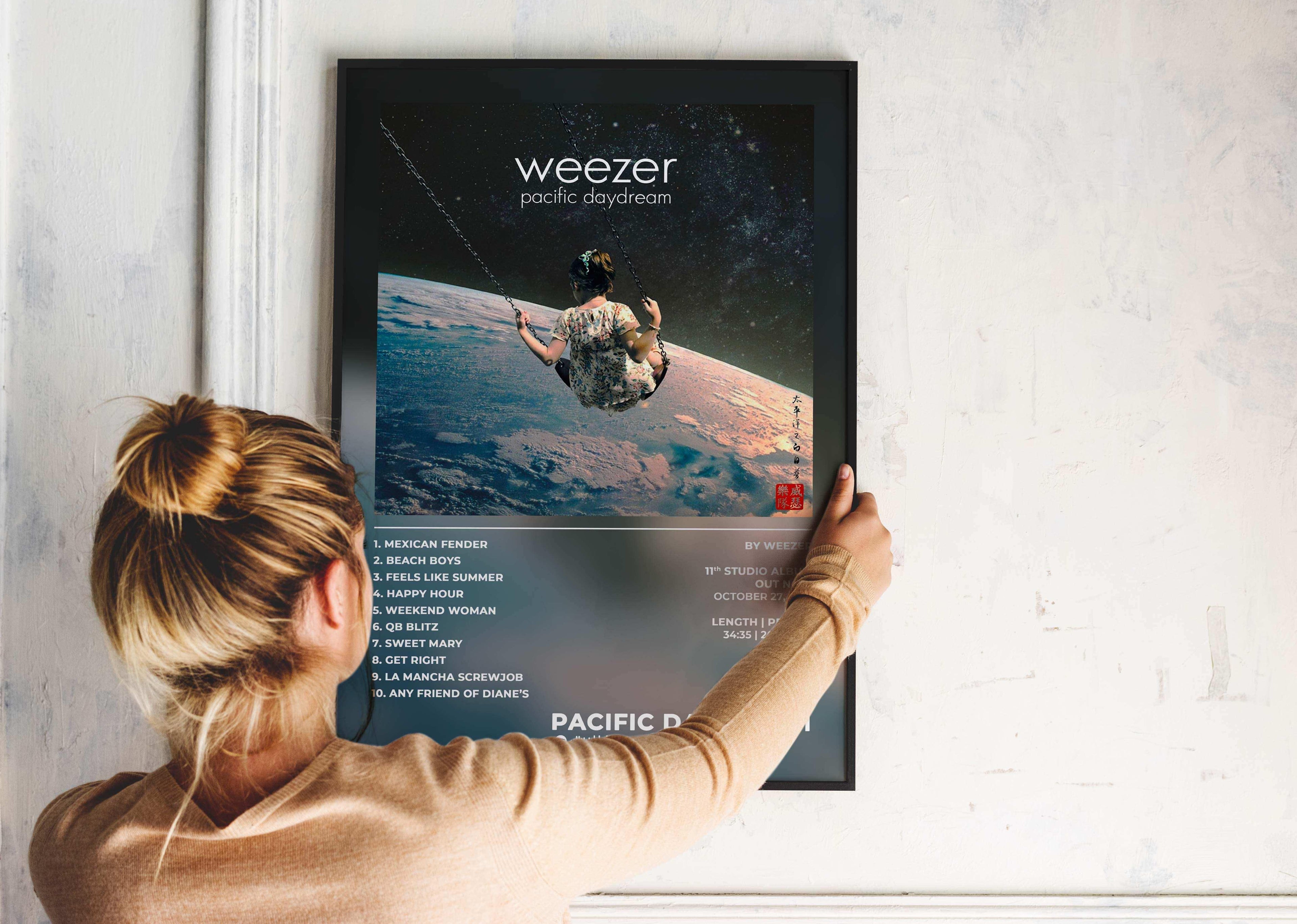 Affiche Weezer accrochée au mur, fait en France, livraison gratuite 48h, cadeau idéal Noel