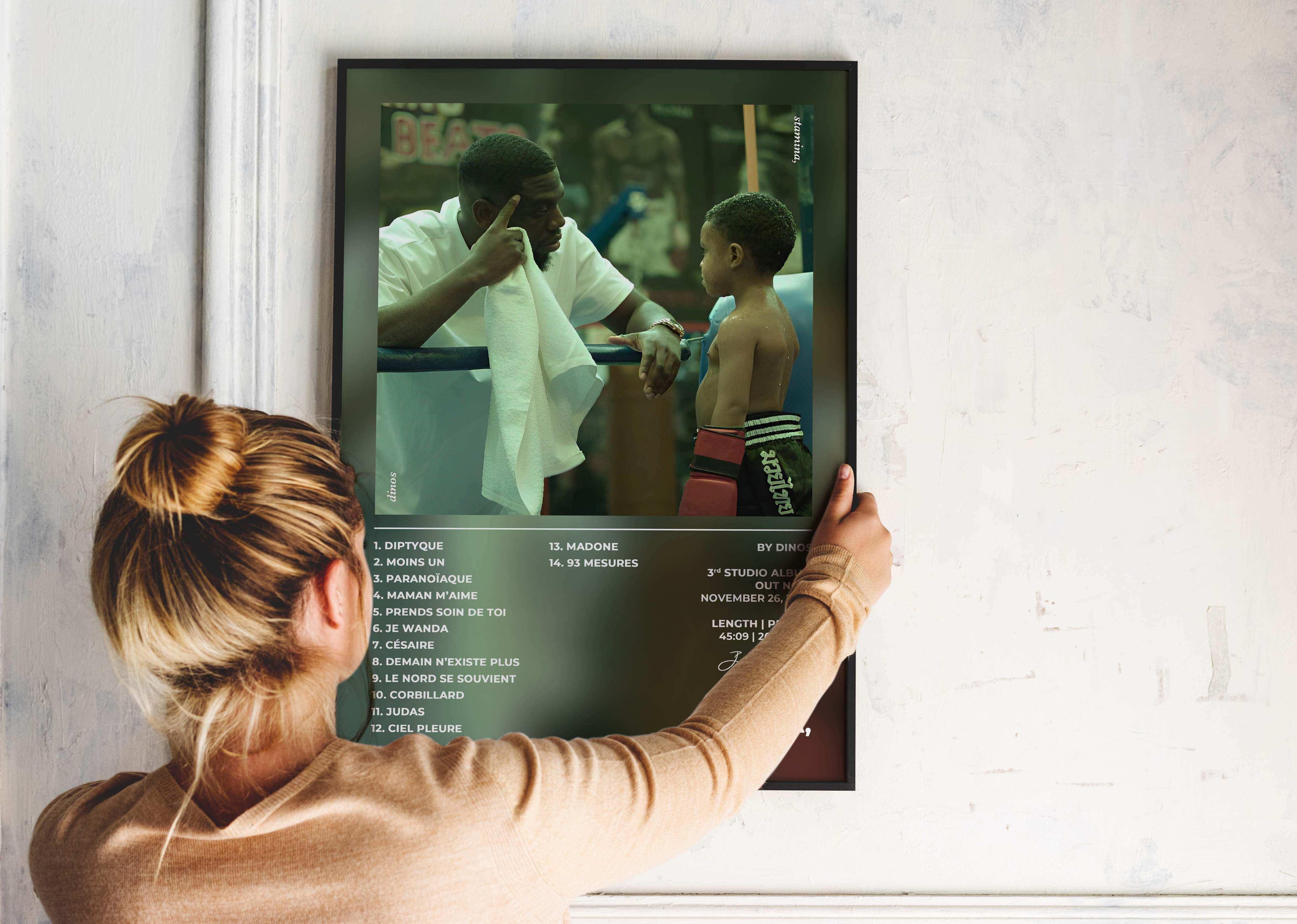 Affiche murale montrant un coach et un enfant boxeur, fait en France, livraison 48h gratuite, cadeau idéal Noël.