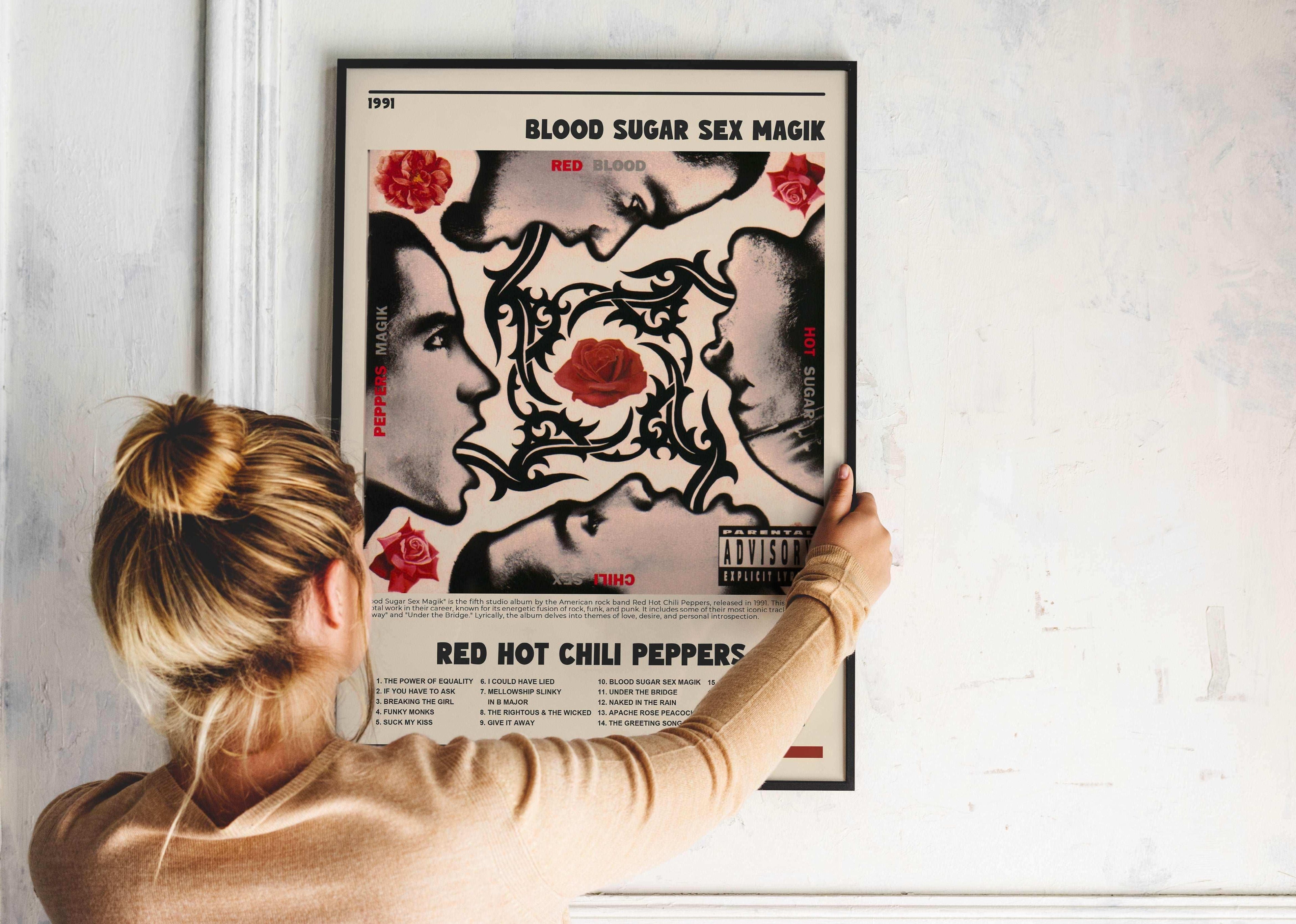 Affiche album Red Hot Chili Peppers accrochée au mur, fait en France, livraison 48h gratuite, cadeau idéal pour Noël