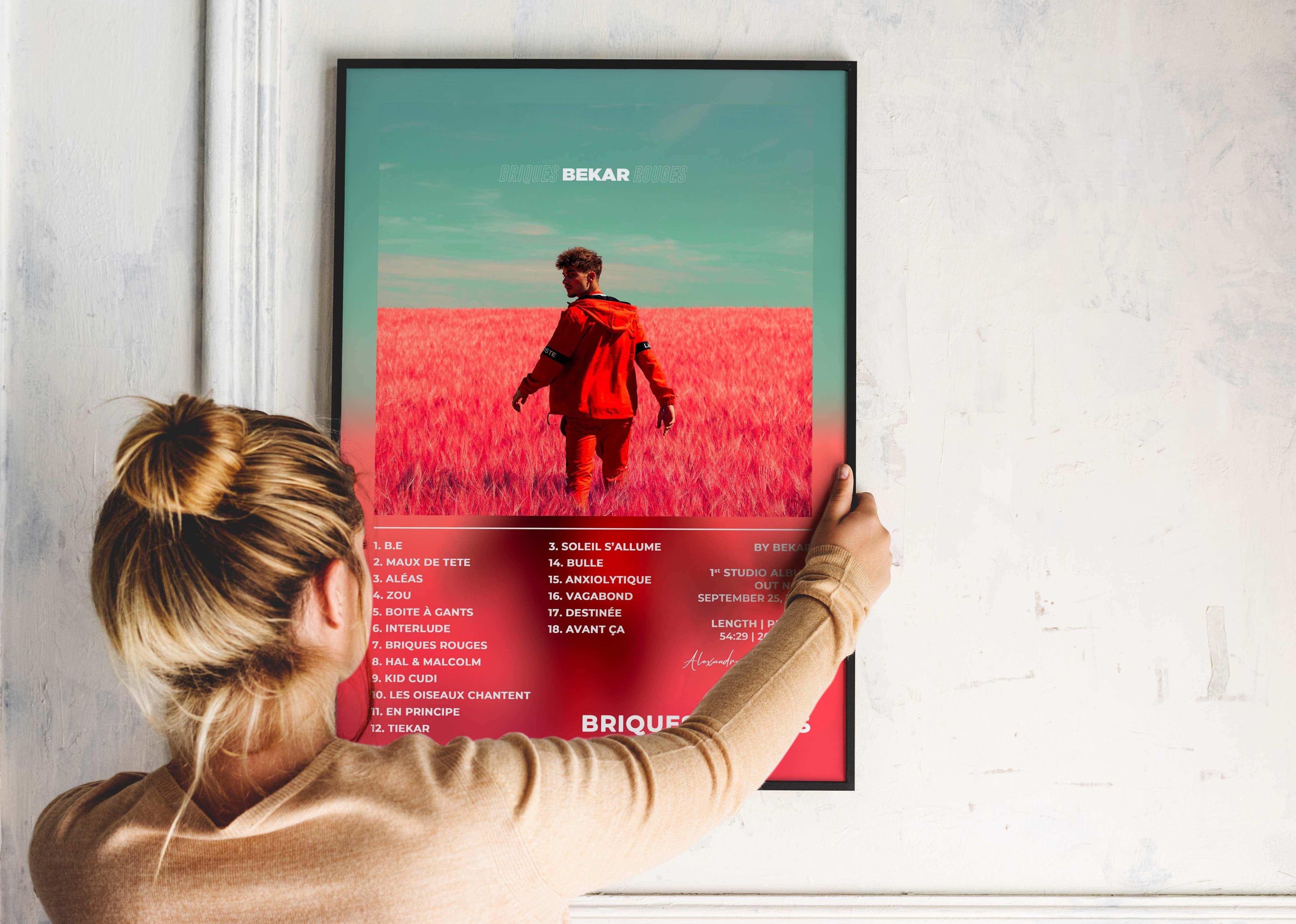 Affiche décorative Bekar dans champ rose, fait en France, livraison gratuite 48h, cadeau idéal Noël