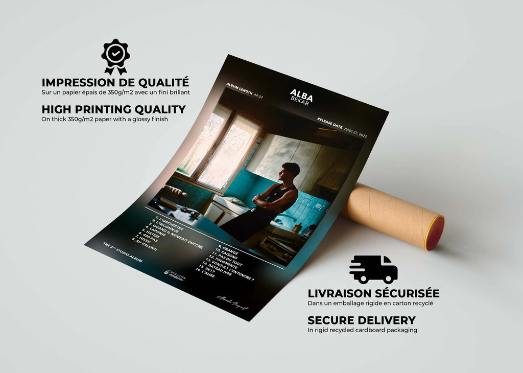 Affiche album photo avec homme à la fenêtre, impression haute qualité sur papier 350g, fait en France, livraison gratuite 48h