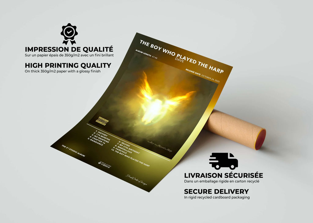 Affiche d'album imprimée sur papier épais 350g/m2, made in France, livraison gratuite en 48h