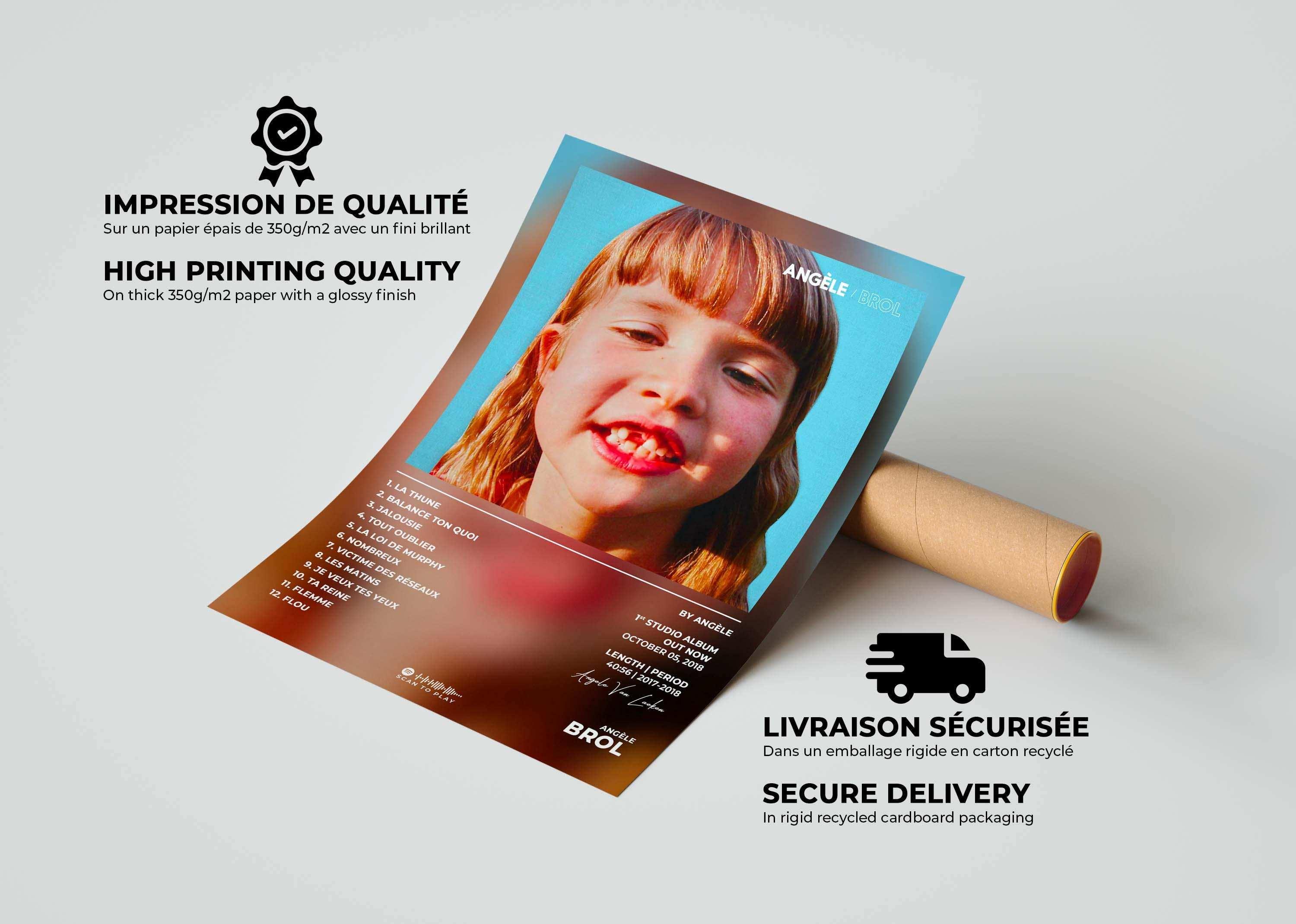 Poster album musical avec photo d'enfant, fait en France, livraison gratuite 48h, cadeau Noël idéal