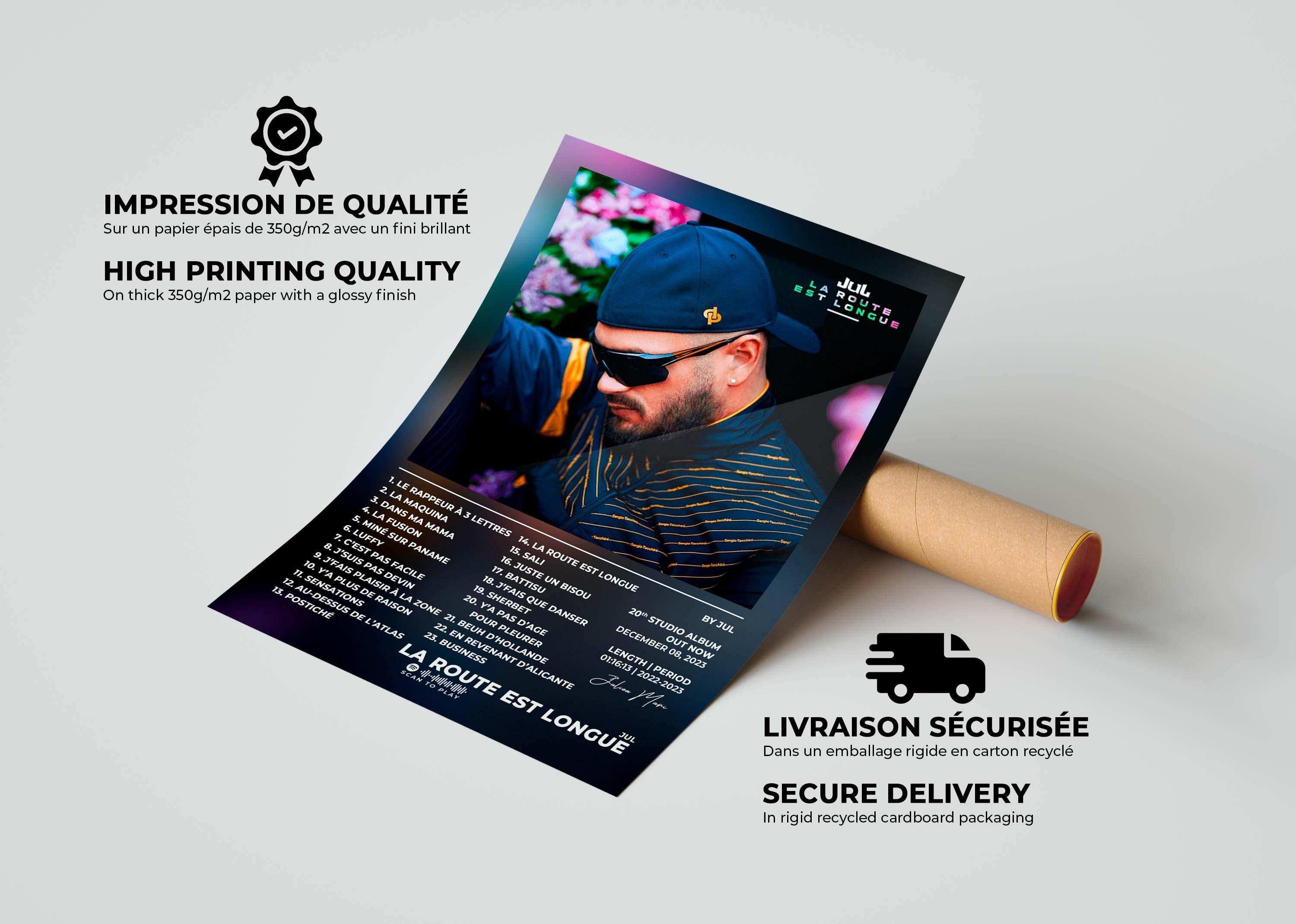 Affiche album avec homme casquette, fait en France, livraison gratuite 48h, idéal Noël