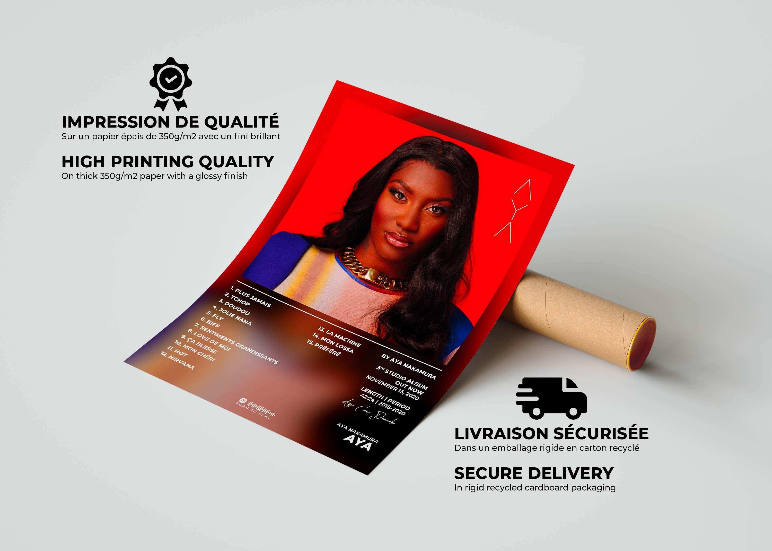 Affiche portrait femme, impression qualité, fait en France, livraison gratuite 48h, cadeau Noël idéal