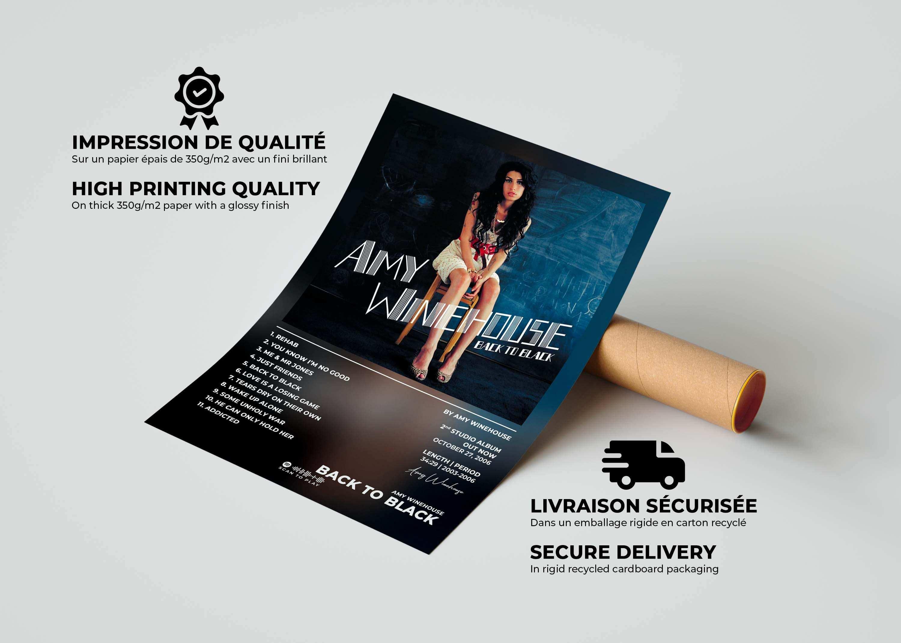 Back To Black Amy Winehouse Poster - Backyard