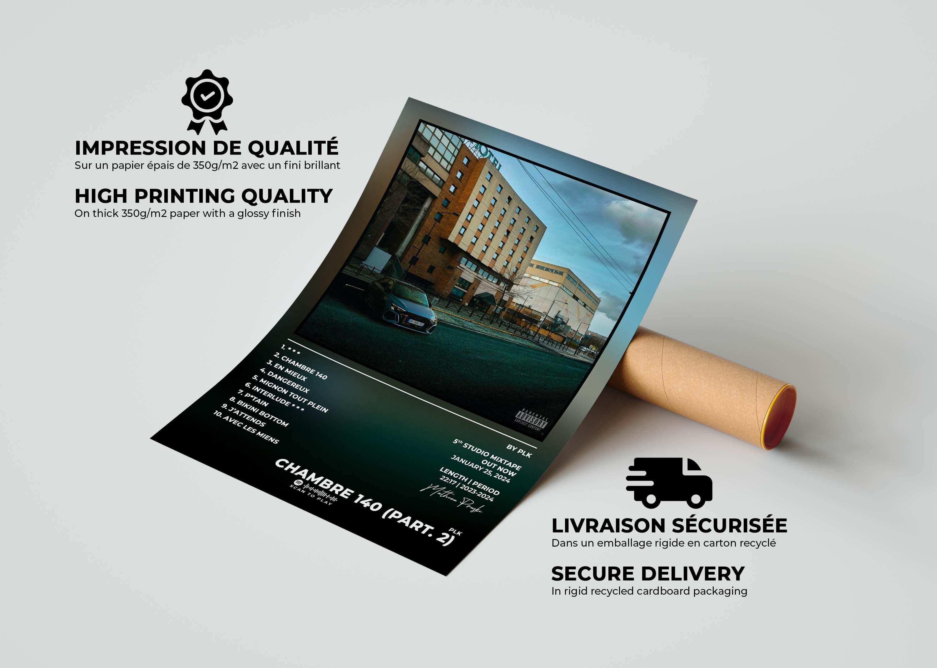 Affiche photo d’immeuble enroulée, fait en France, livraison gratuite 48h, cadeau idéal Noël