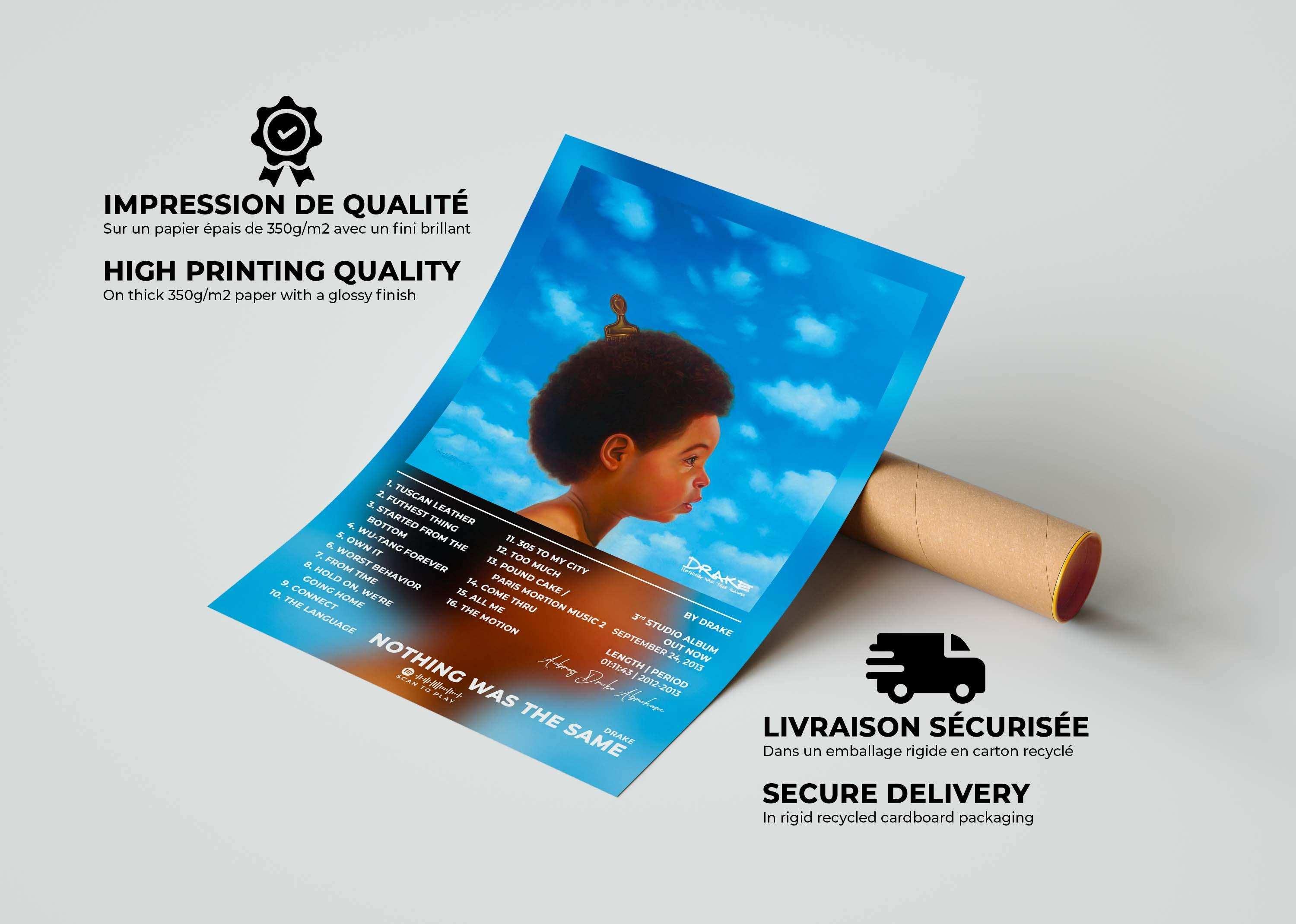 Affiche album Nothing Was The Same, portrait d’enfant, fait en France, livraison 48h gratuite, cadeau idéal Noël