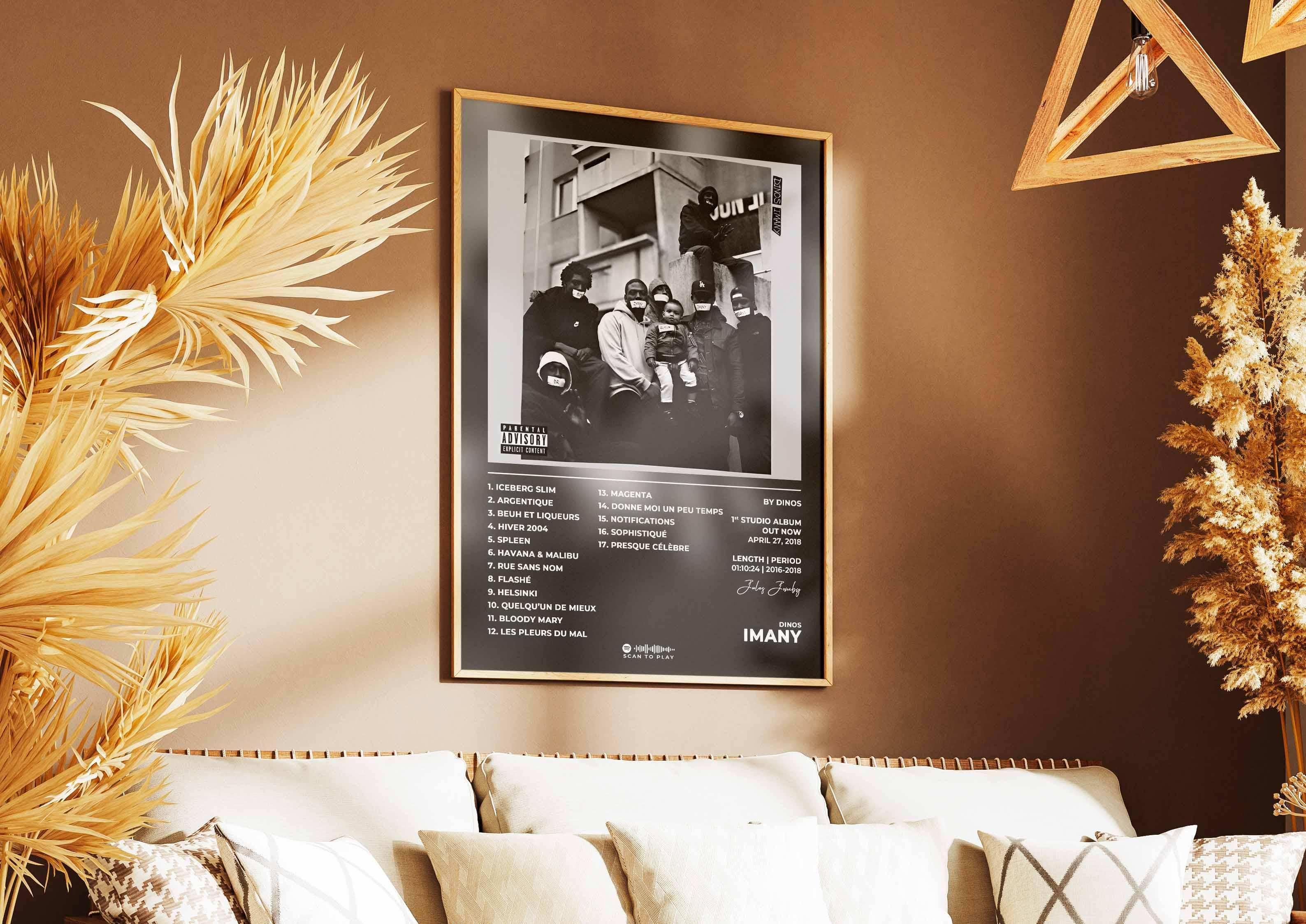 Affiche murale noir et blanc dans salon cosy, fait en France, livraison gratuite 48h, cadeau idéal Noël