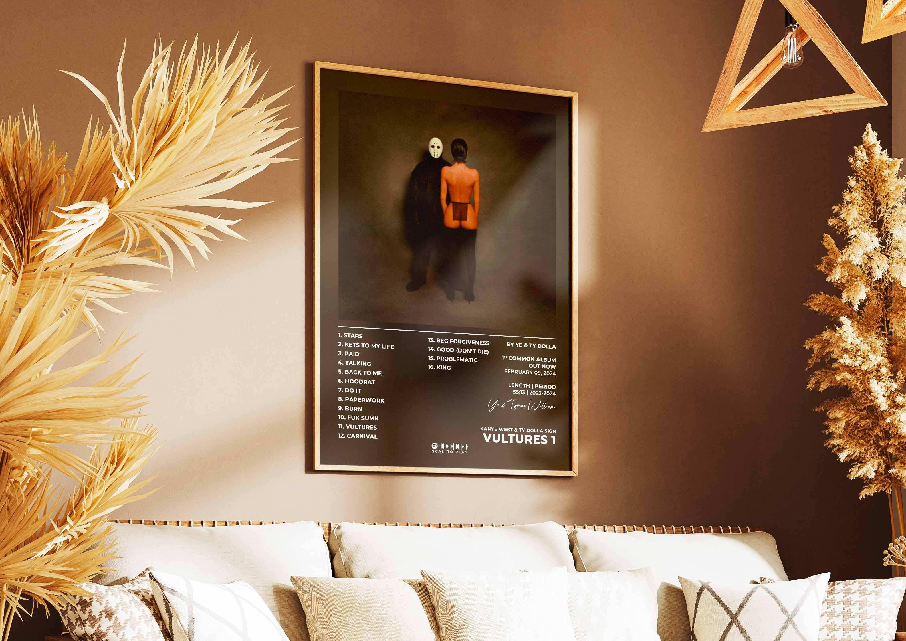 Affiche Vultures 1 encadrée accrochée en salon, fait en France, livraison gratuite 48h, cadeau idéal Noël