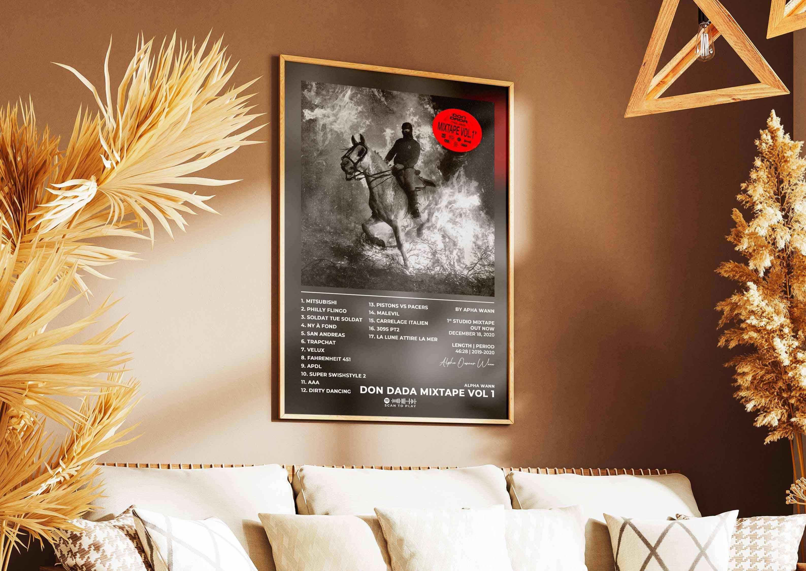 Affiche murale Don Dada Mixtape Vol 1, faite en France, livraison gratuite 48h, cadeau idéal Noël