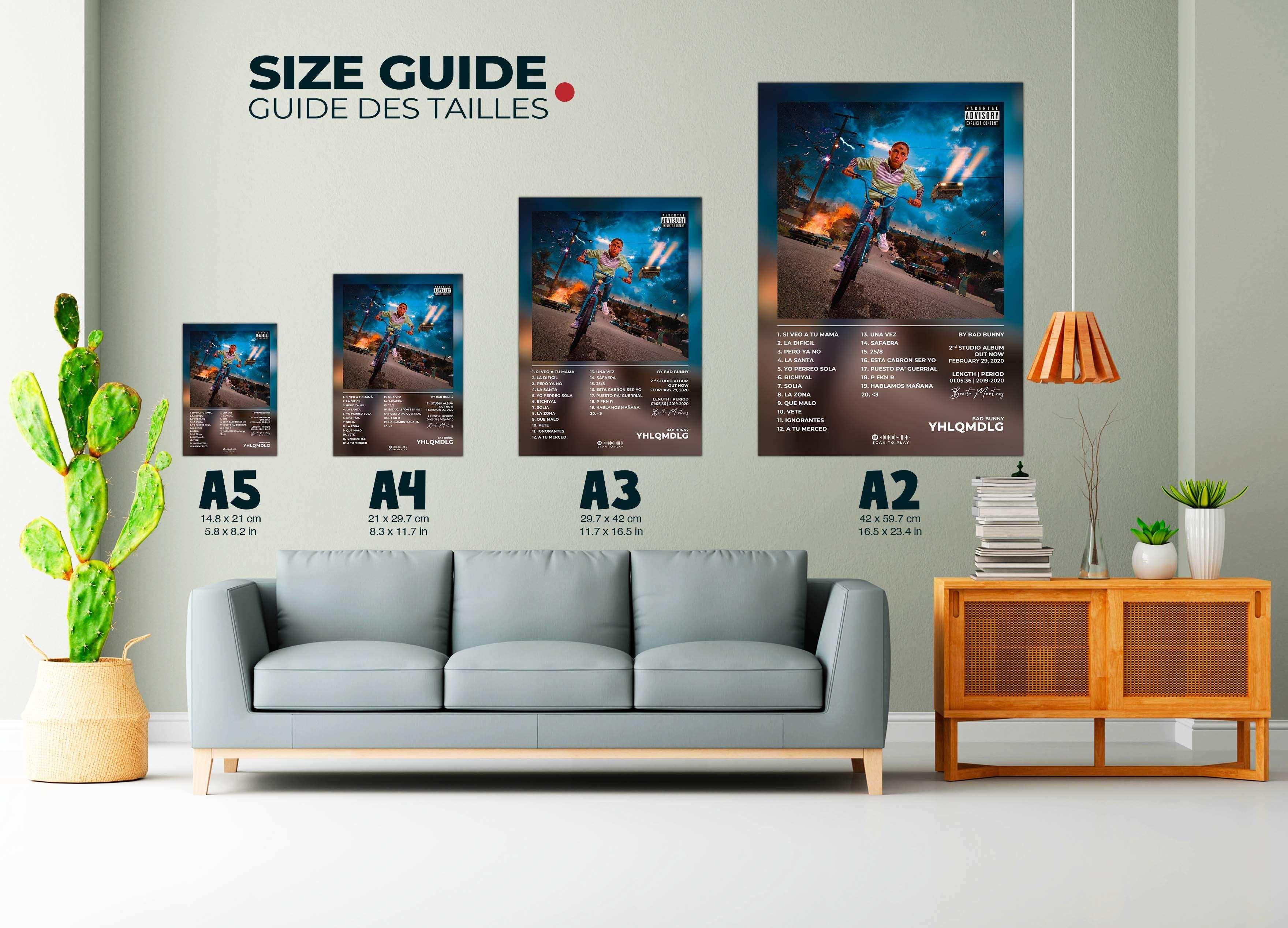 Posters muraux dans un salon, tailles A5 à A2, fait en France, livraison 48h gratuite, cadeau idéal Noël