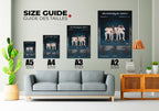 Guide des tailles A5 à A2 de posters Nés Pour Briller Book II, salon moderne, fait en France, livraison gratuite en 48h