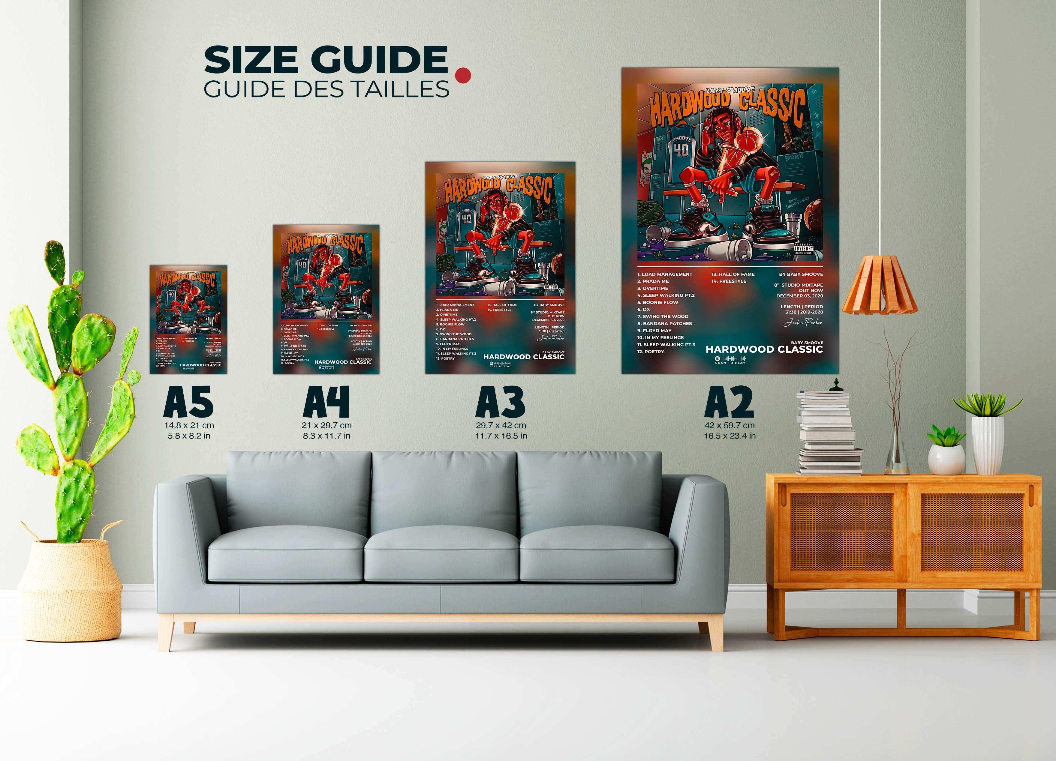 Affiche Hardwood Classic accrochée dans un salon, fait en France, livraison gratuite 48h, cadeau idéal Noël