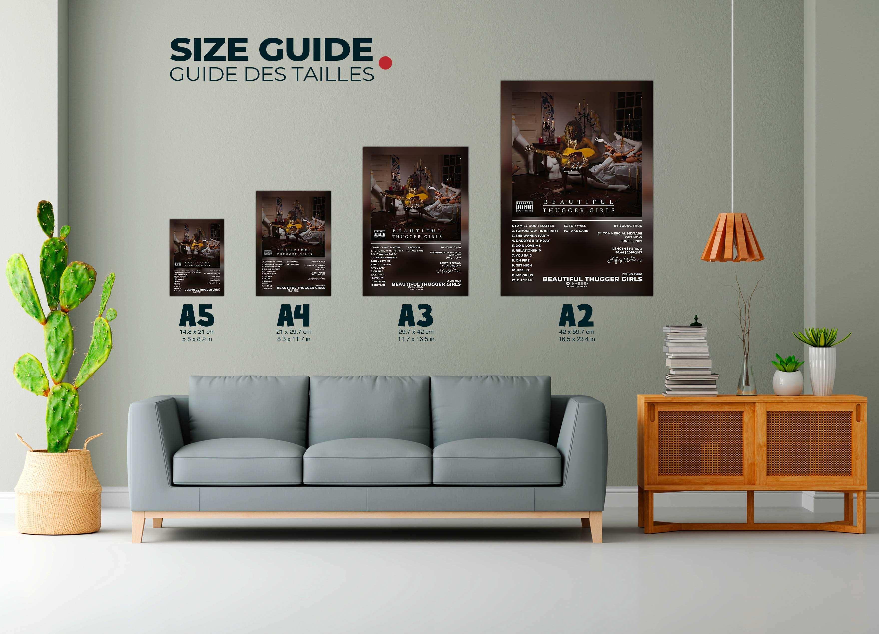 Affiches murales tailles A5 à A2, décor salon moderne, fait en France, livraison 48h, cadeau idéal Noël