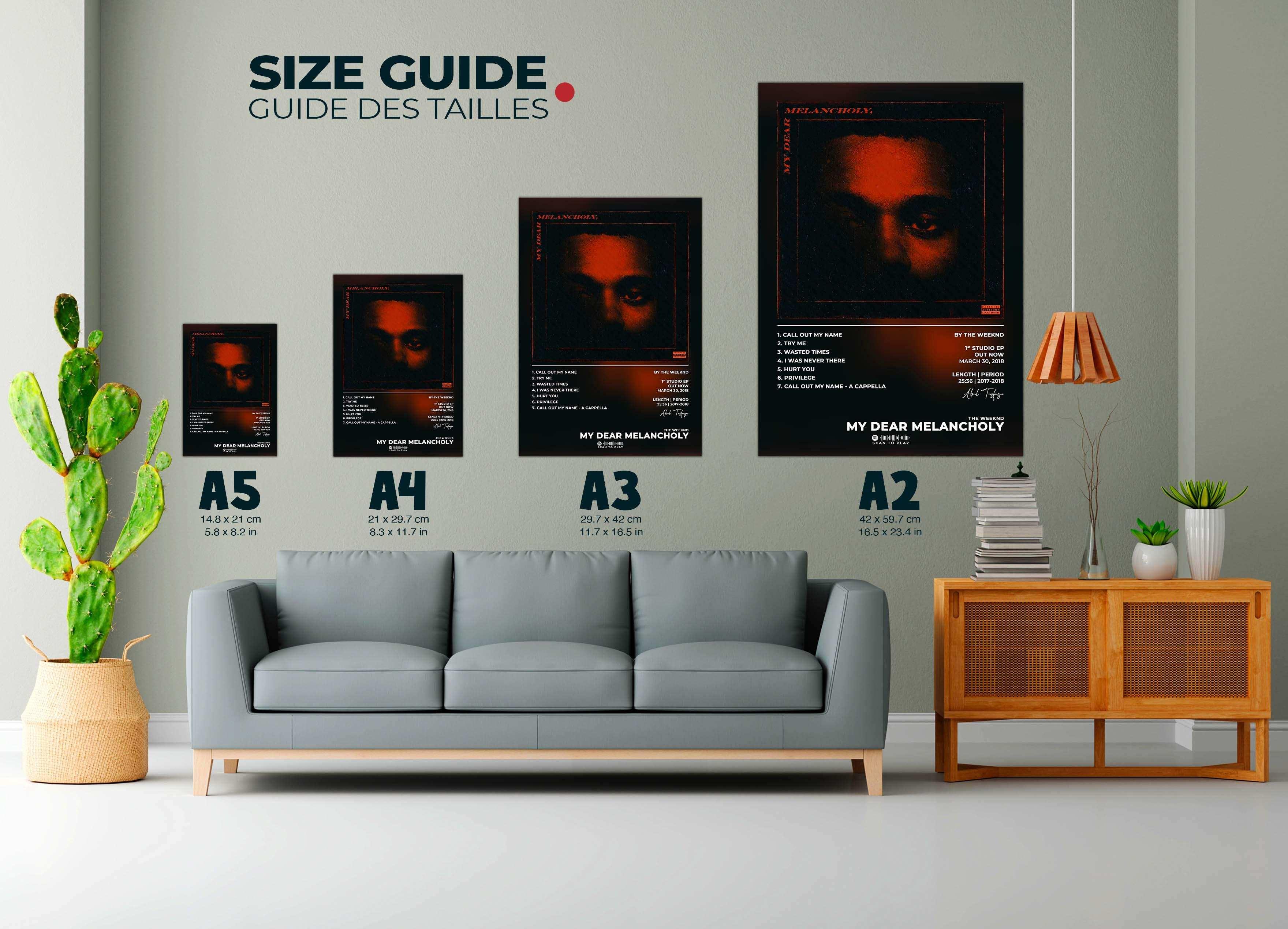 Affiches My Dear Melancholy exposées au mur, faites en France, livraison 48h gratuite, cadeau idéal Noël