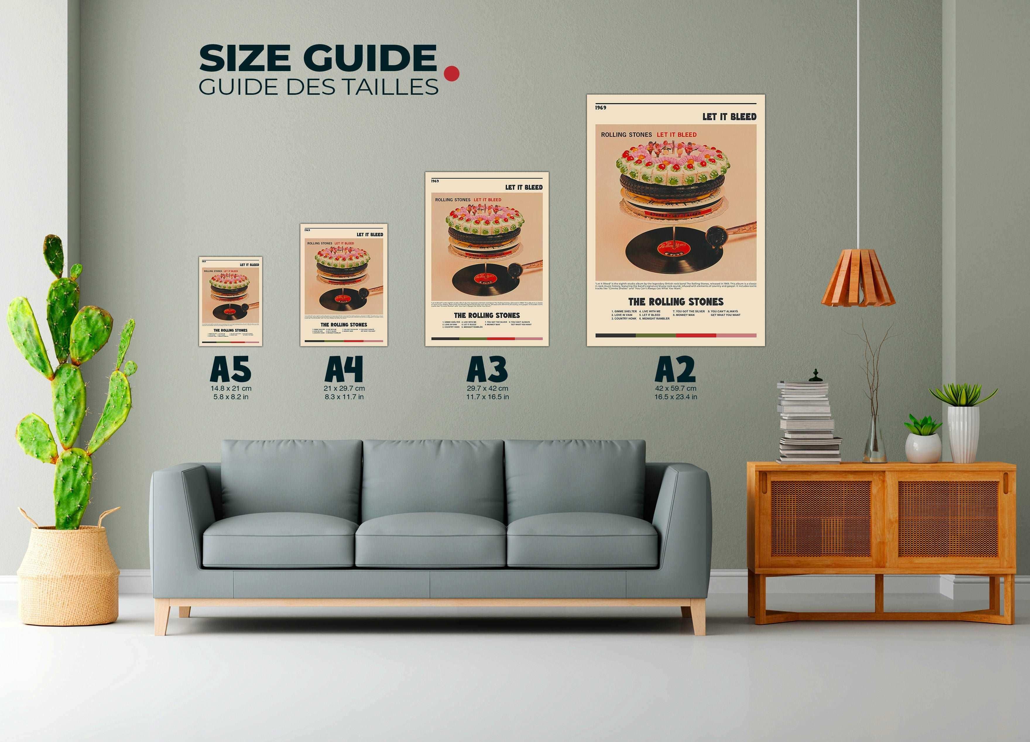 Posters The Rolling Stones Let It Bleed accrochés au mur, fait en France, livraison 48h gratuite, cadeau idéal pour Noël