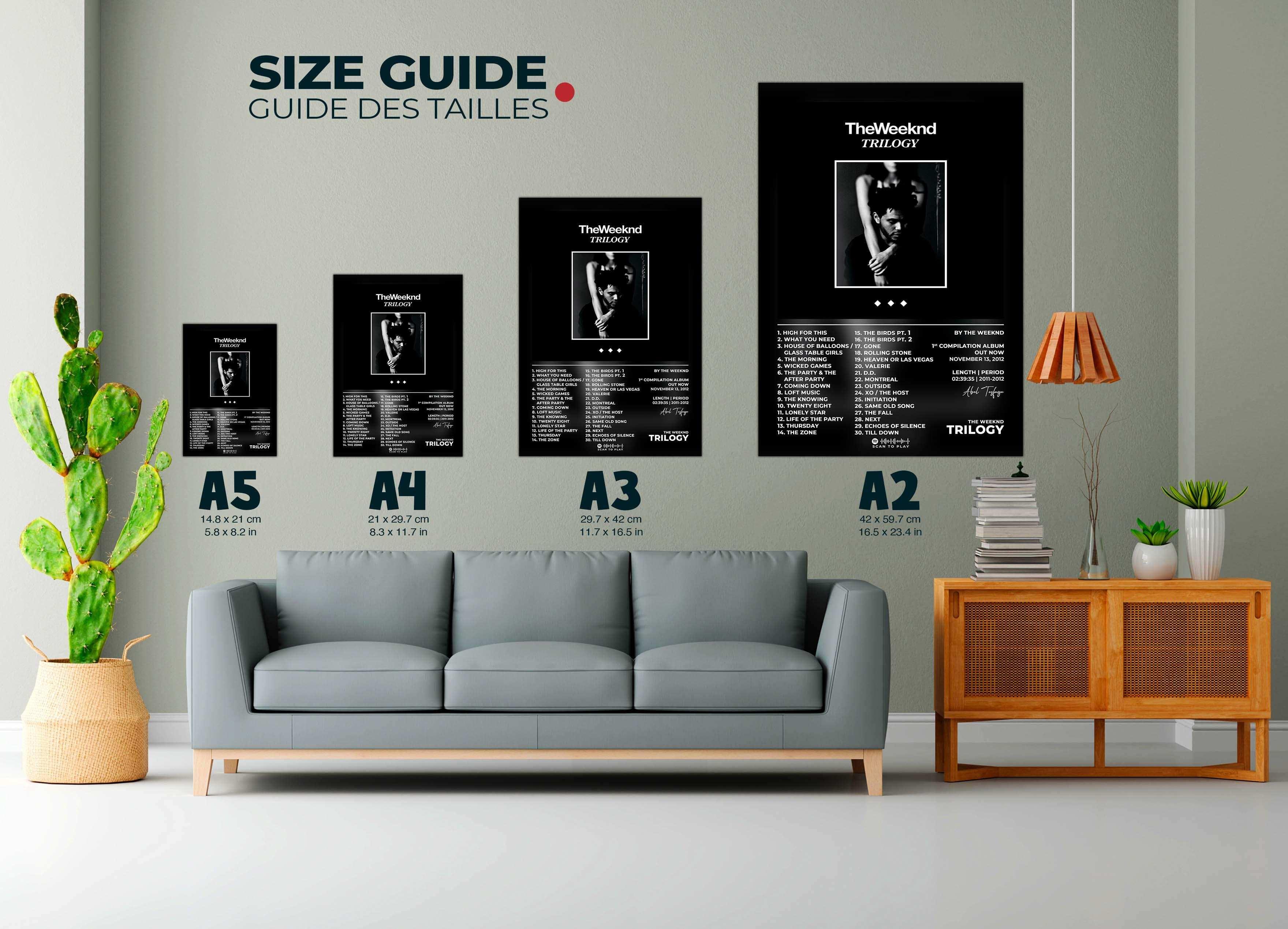 Affiches The Weeknd Trilogy sur mur, 4 formats, fait en France, livraison gratuite 48h, cadeau Noël.