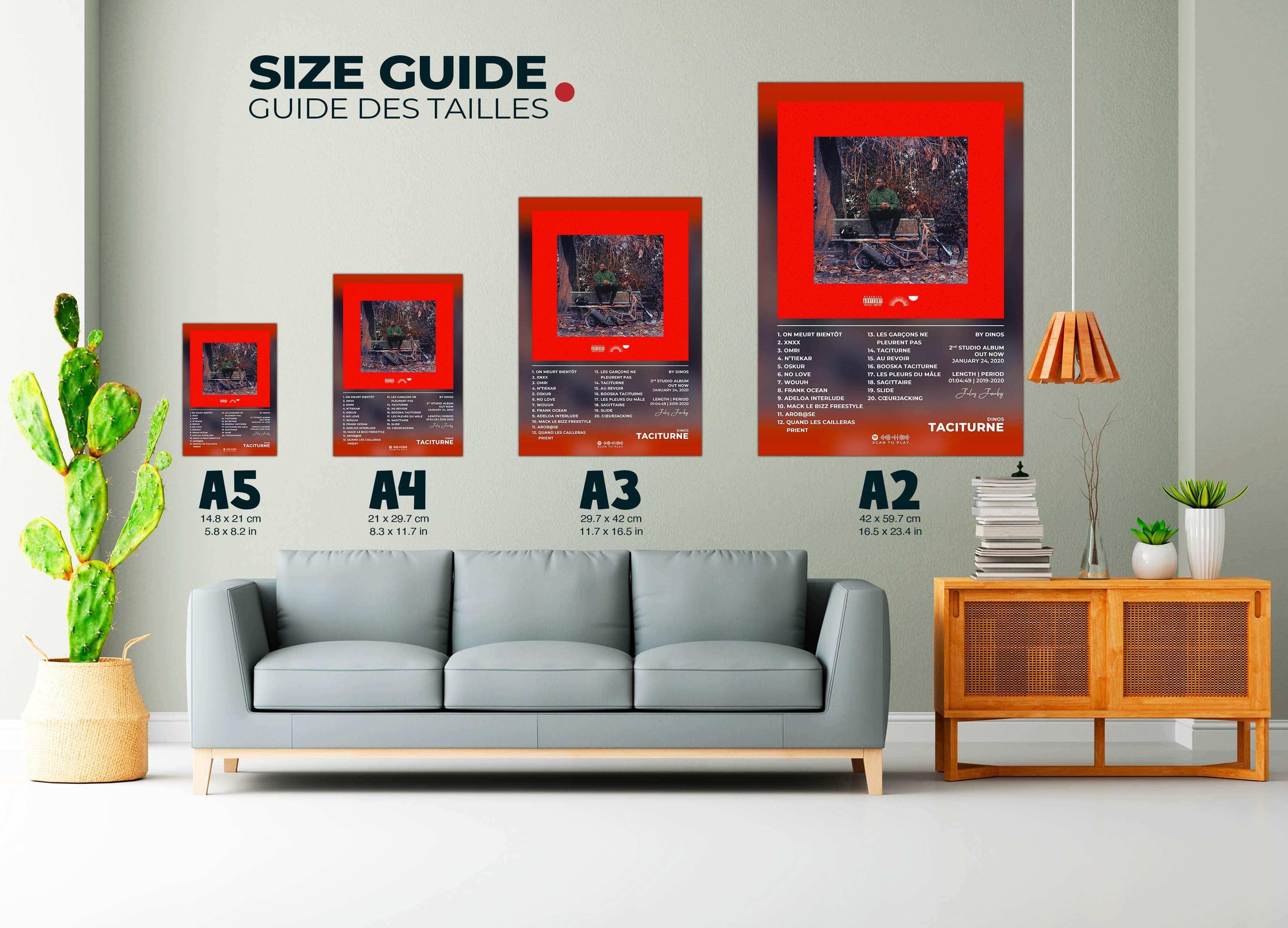 Affiches murales tailles A5 à A2, exposées dans salon, fait en France, livraison 48h, cadeau idéal Noël