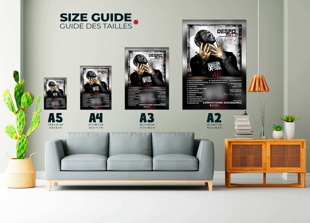 Affiche murale de musique, différentes tailles, fait en France, livraison gratuite 48h, cadeau idéal Noël