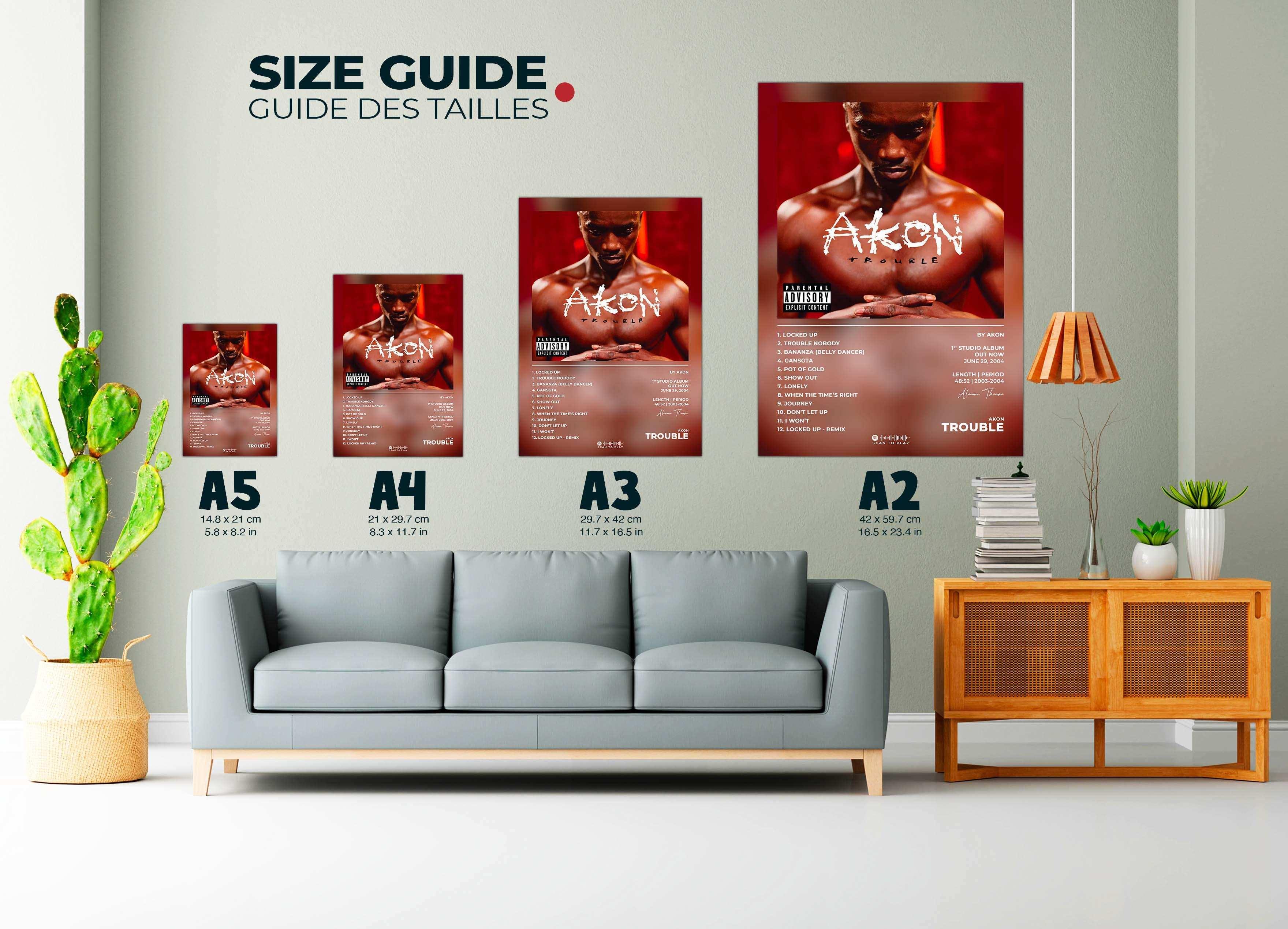 Affiches murales Akon disponibles en plusieurs tailles, faites en France, livraison gratuite 48h, cadeau idéal Noël.