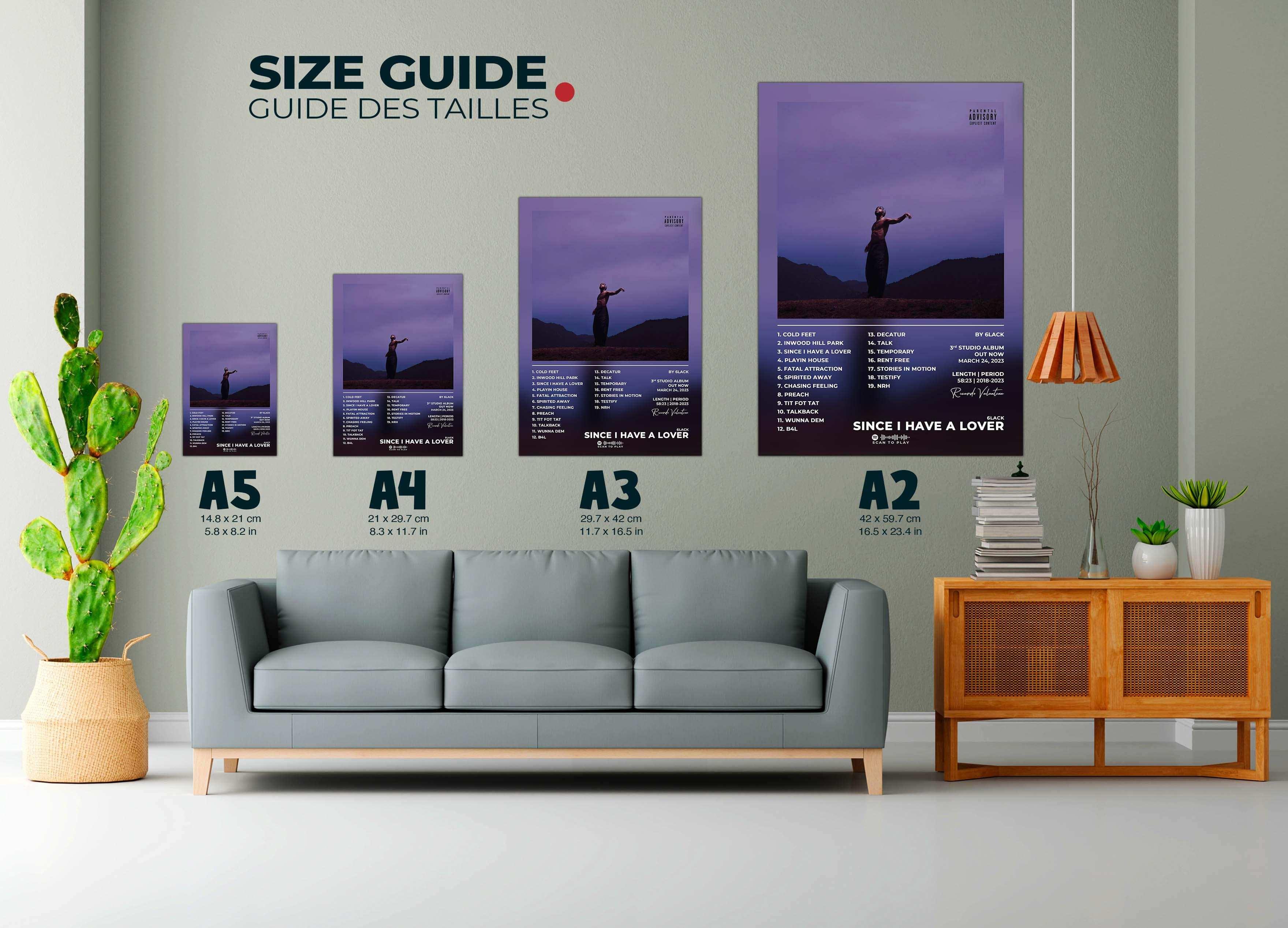 Affiches tailles A2 A3 A4 A5 sur un mur, fait en France, livraison gratuite 48h, cadeau Noël idéal.