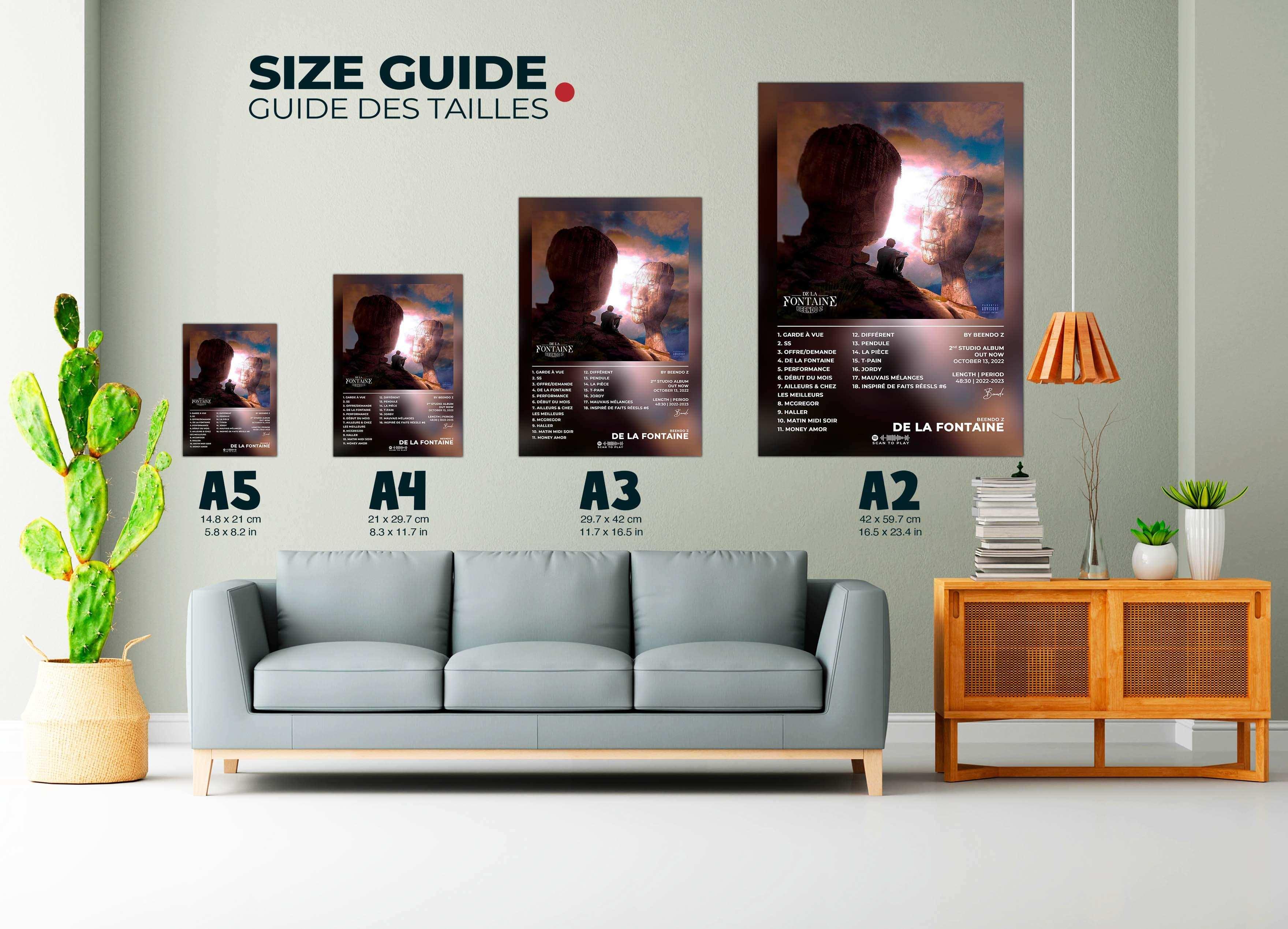 Affiches album De La Fontaine exposées dans salon, fait en France, livraison gratuite 48h, cadeau idéal Noel