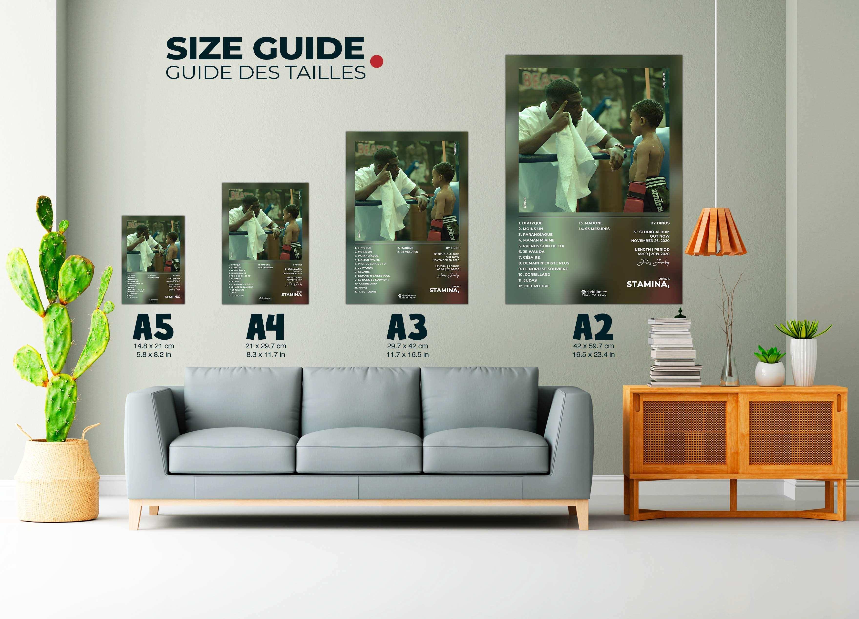 Affiches murales boxe accrochées dans un salon, fait en France, livraison gratuite 48h, cadeau idéal Noël