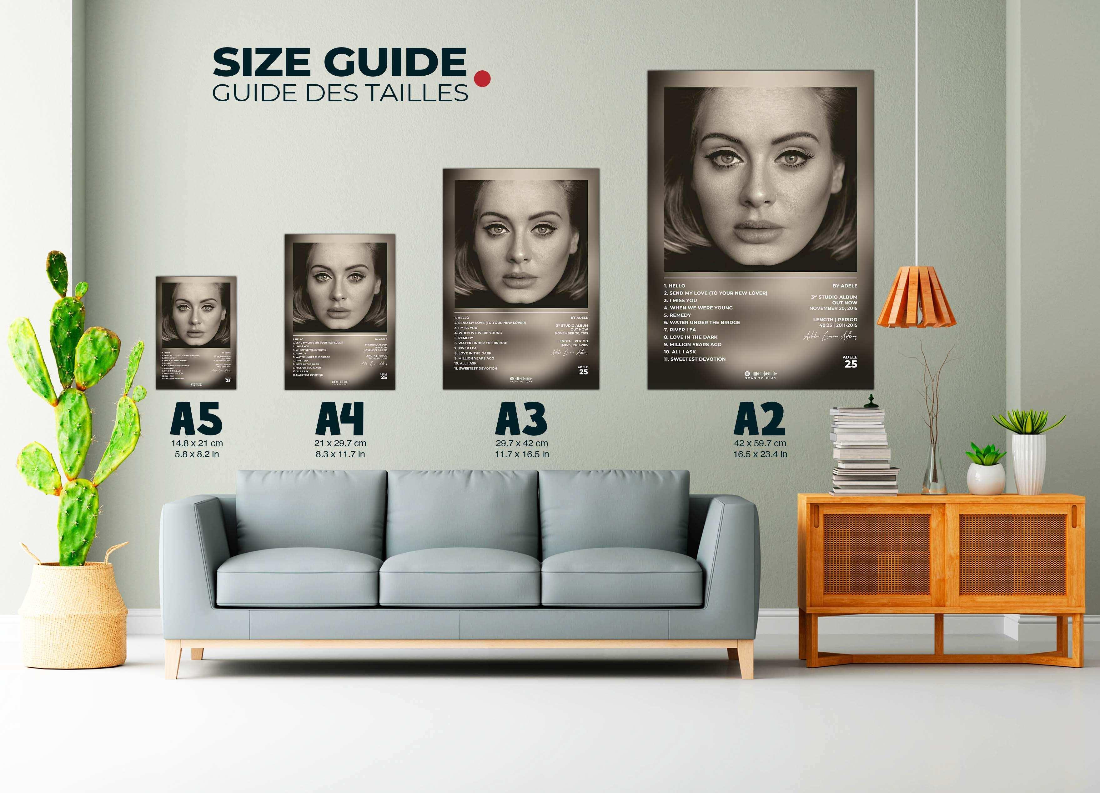 Affiches murales de chanteuse dans un salon, fait en France, livraison 48h gratuite, cadeau idéal Noël