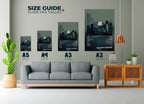 Affiches de tailles A5 à A2 accrochées au mur d’un salon, fait en France, livraison gratuite 48h, cadeau idéal pour Noël.