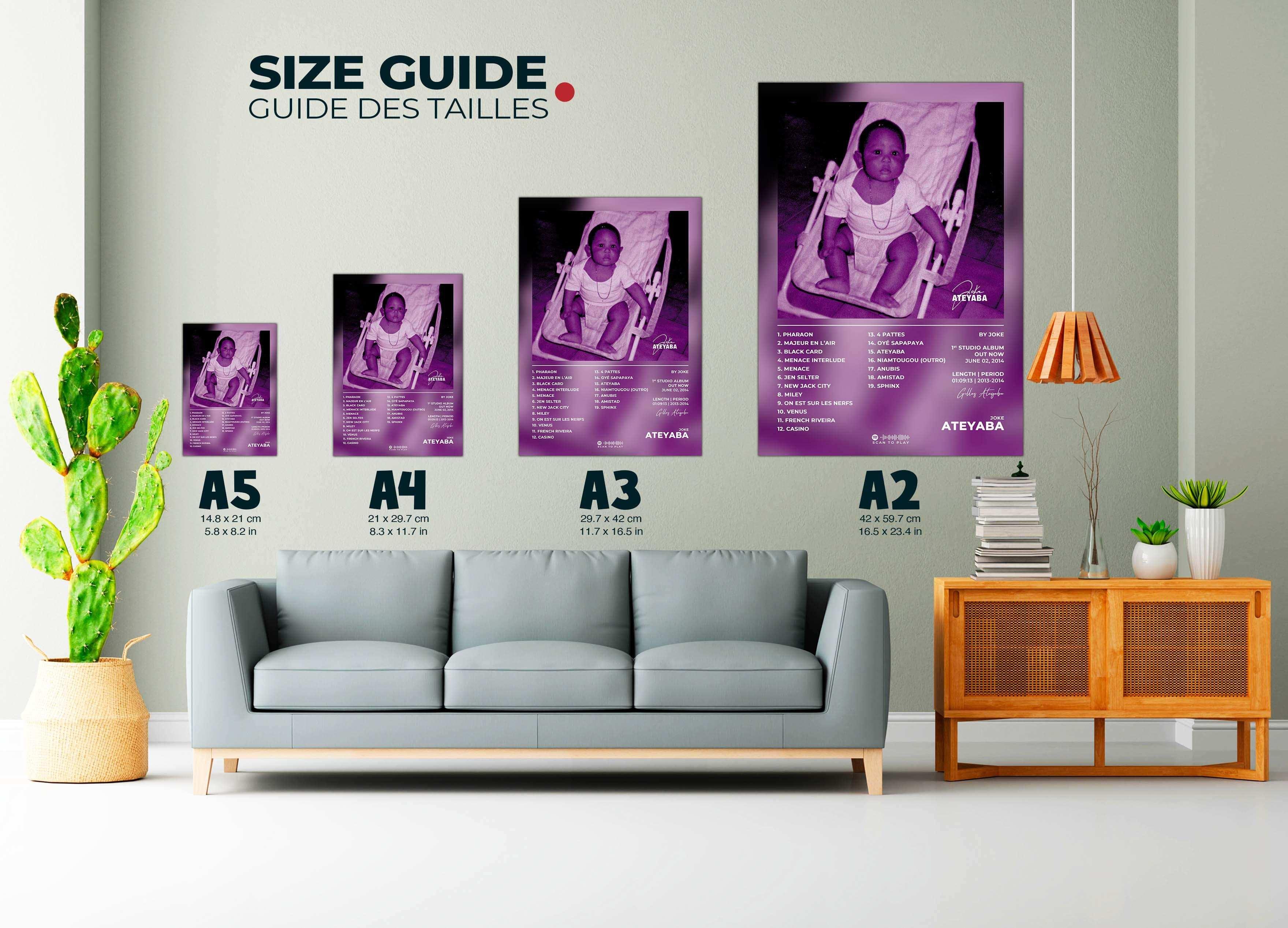 Affiches murales de tailles A5 à A2 avec photo de bébé, fait en France, livraison 48h, cadeau idéal Noël