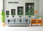 Affiche murale football en plusieurs tailles au-dessus d’un canapé, fait en France, livraison gratuite 48h, cadeau idéal Noël