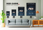 Guide des tailles d'affiches du Book I Nés pour Briller en France, livraison gratuite 48h