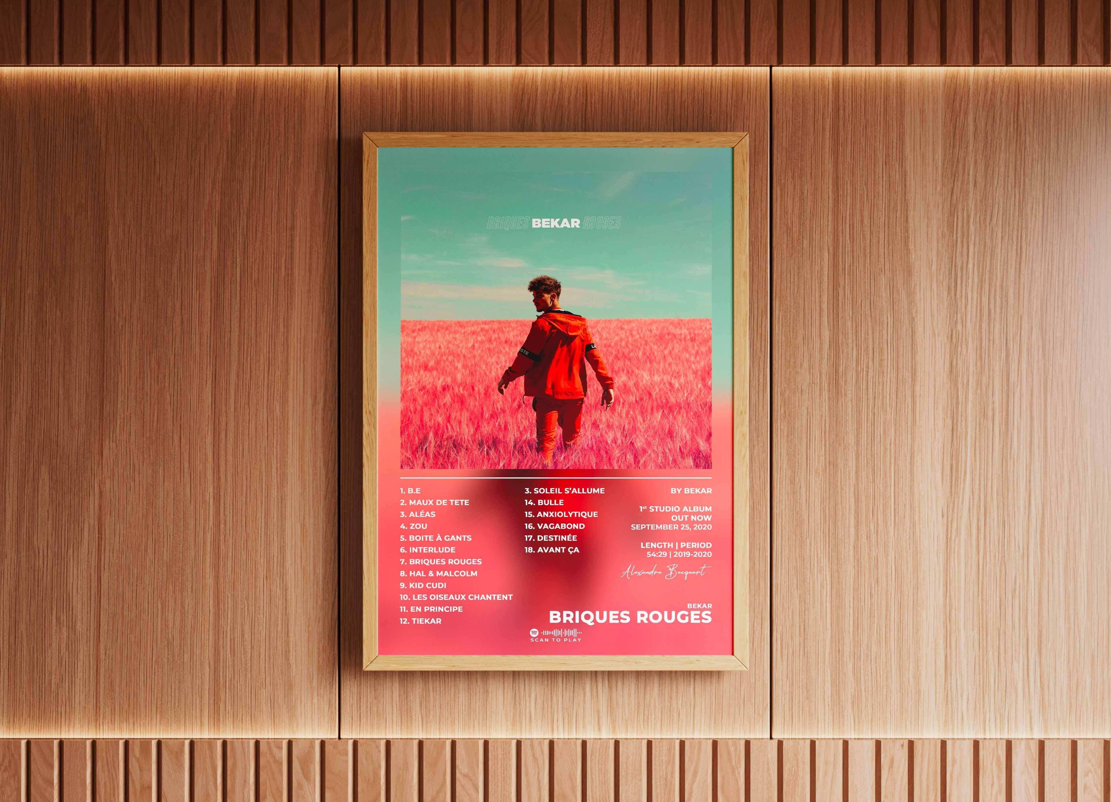 Affiche encadrée d'une personne dans un champ rose, fait en France, livraison 48h gratuite, cadeau idéal Noël