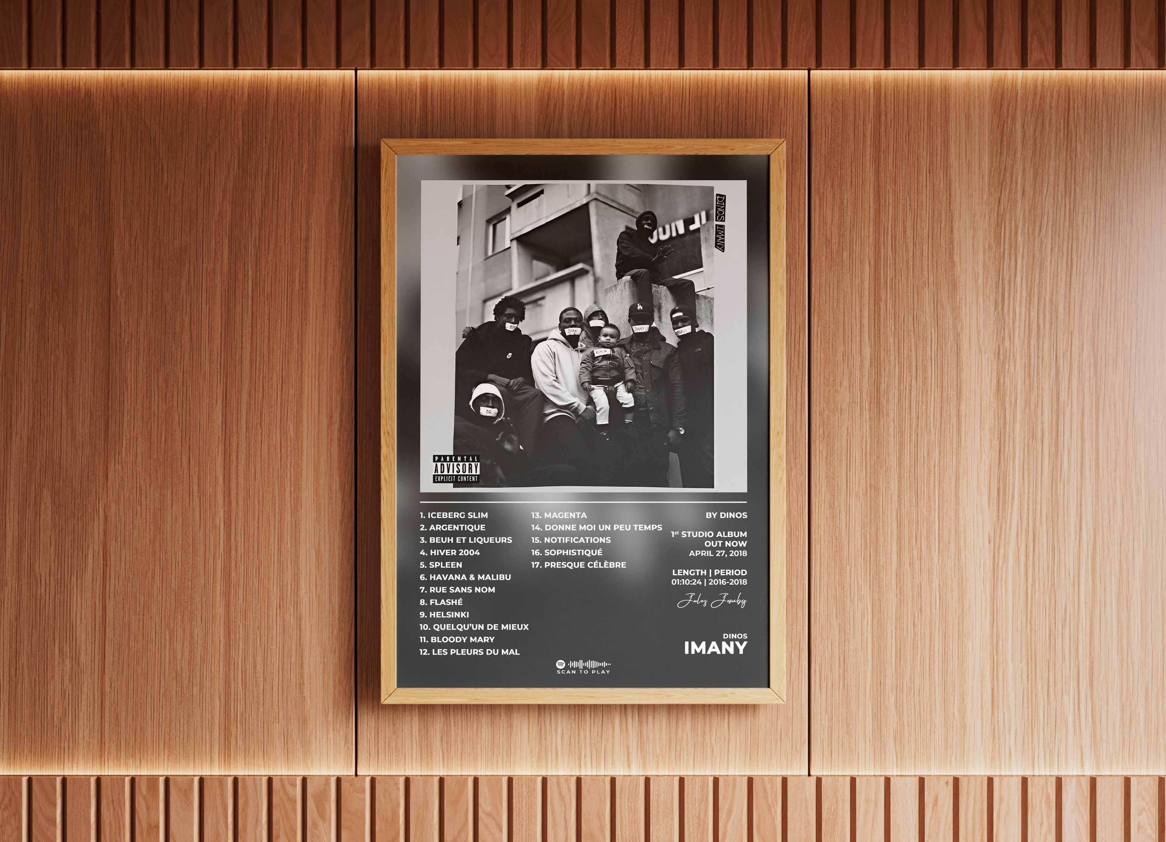 Affiche encadrée avec photo de groupe en noir et blanc, fait en France, livraison gratuite 48h, cadeau idéal pour Noël.