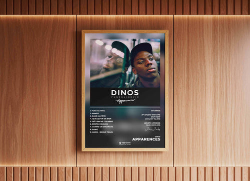 Affiche Dinos sur mur bois, fait en France, livraison gratuite 48h, cadeau idéal Noël