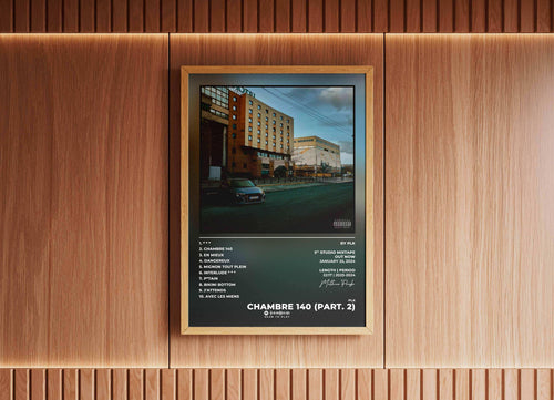 Affiche encadrée d'un album sur mur en bois, fait en France, livraison gratuite 48h, cadeau idéal Noel