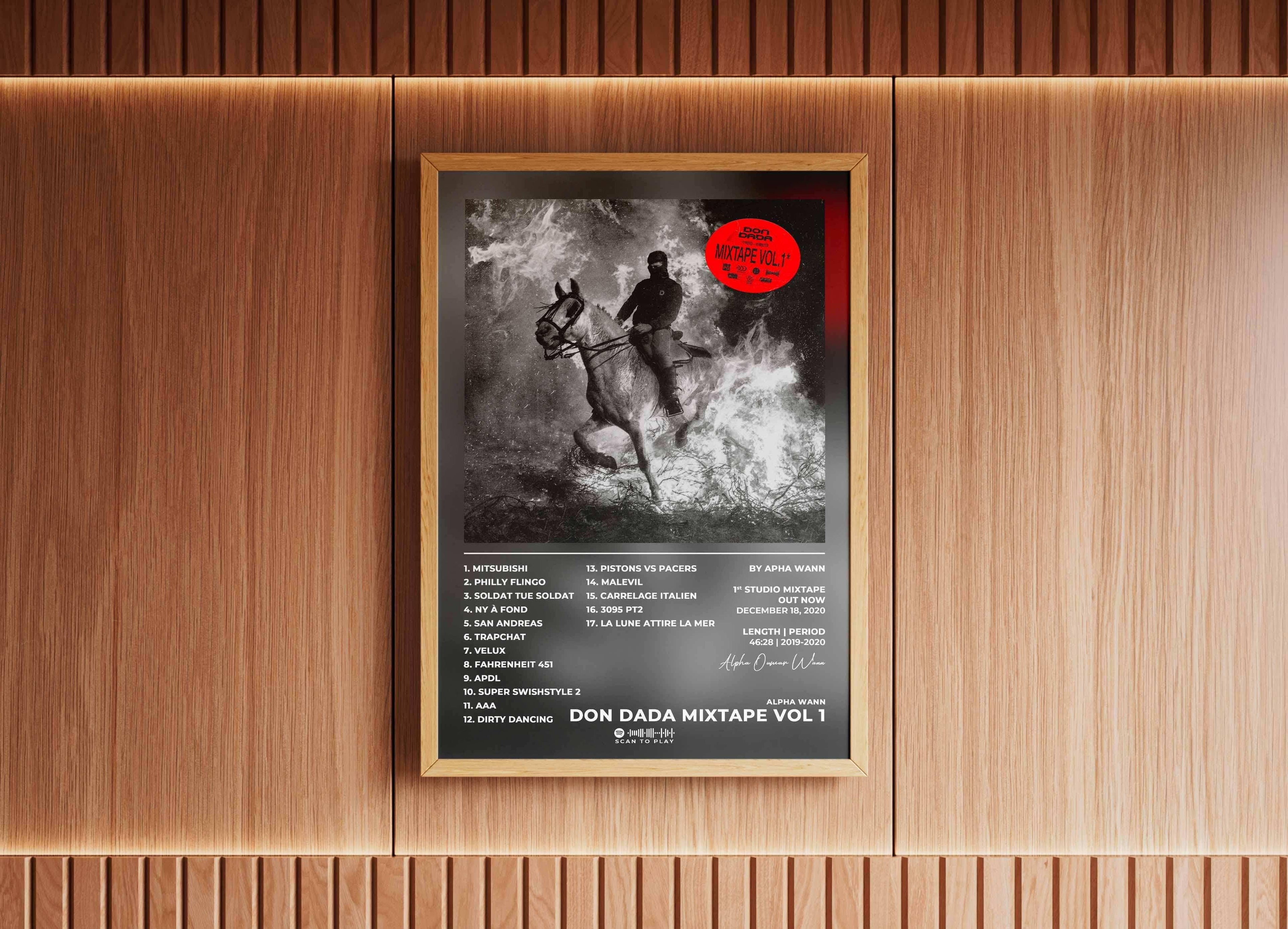 Affiche encadrée d'un homme à cheval, liste de titres, fait en France, livraison 48h gratuite, cadeau idéal Noël