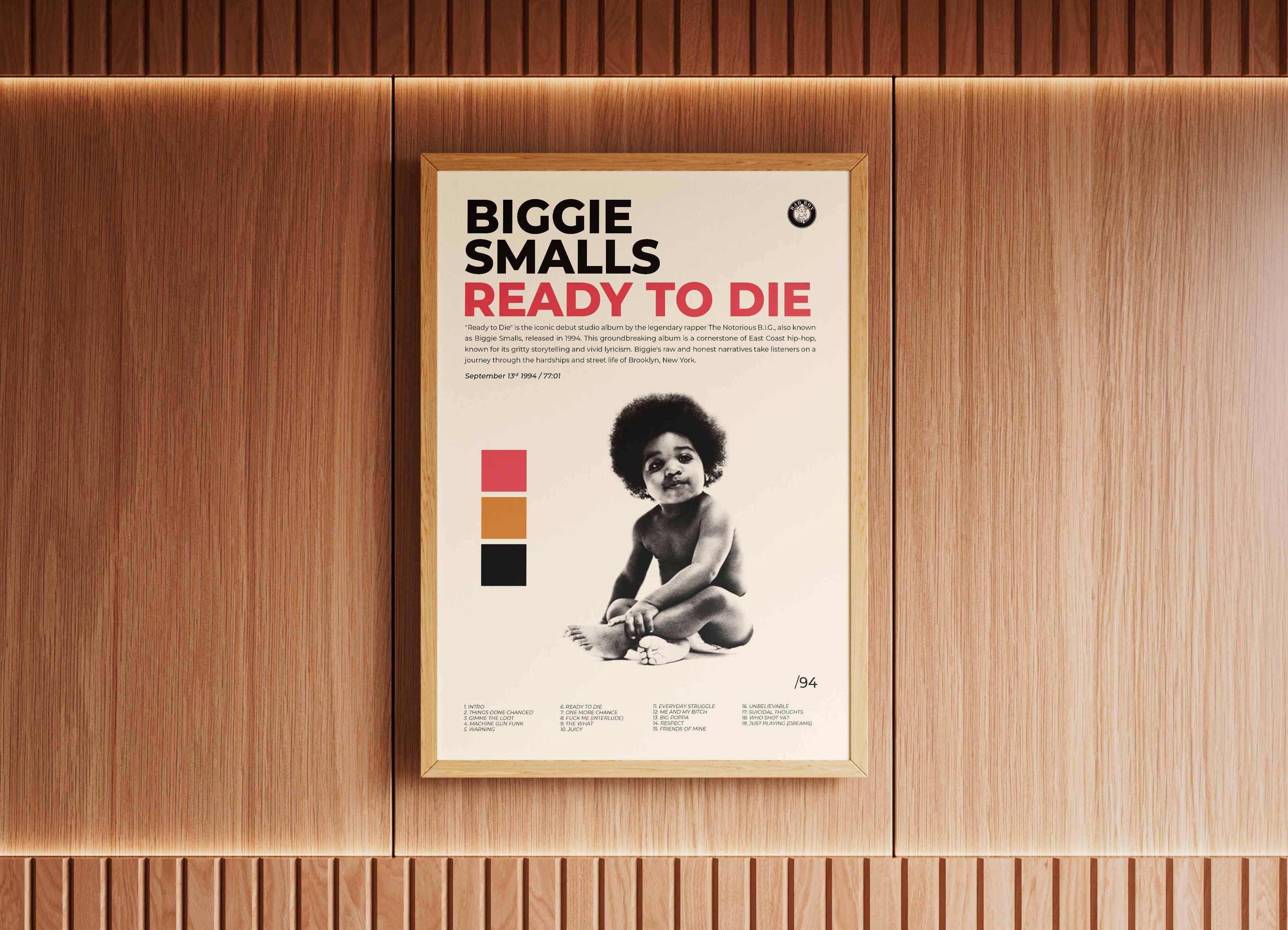 Affiche encadrée Biggie Smalls Ready to Die, bébé noir et blanc, fait en France, livraison gratuite 48h, cadeau idéal Noël