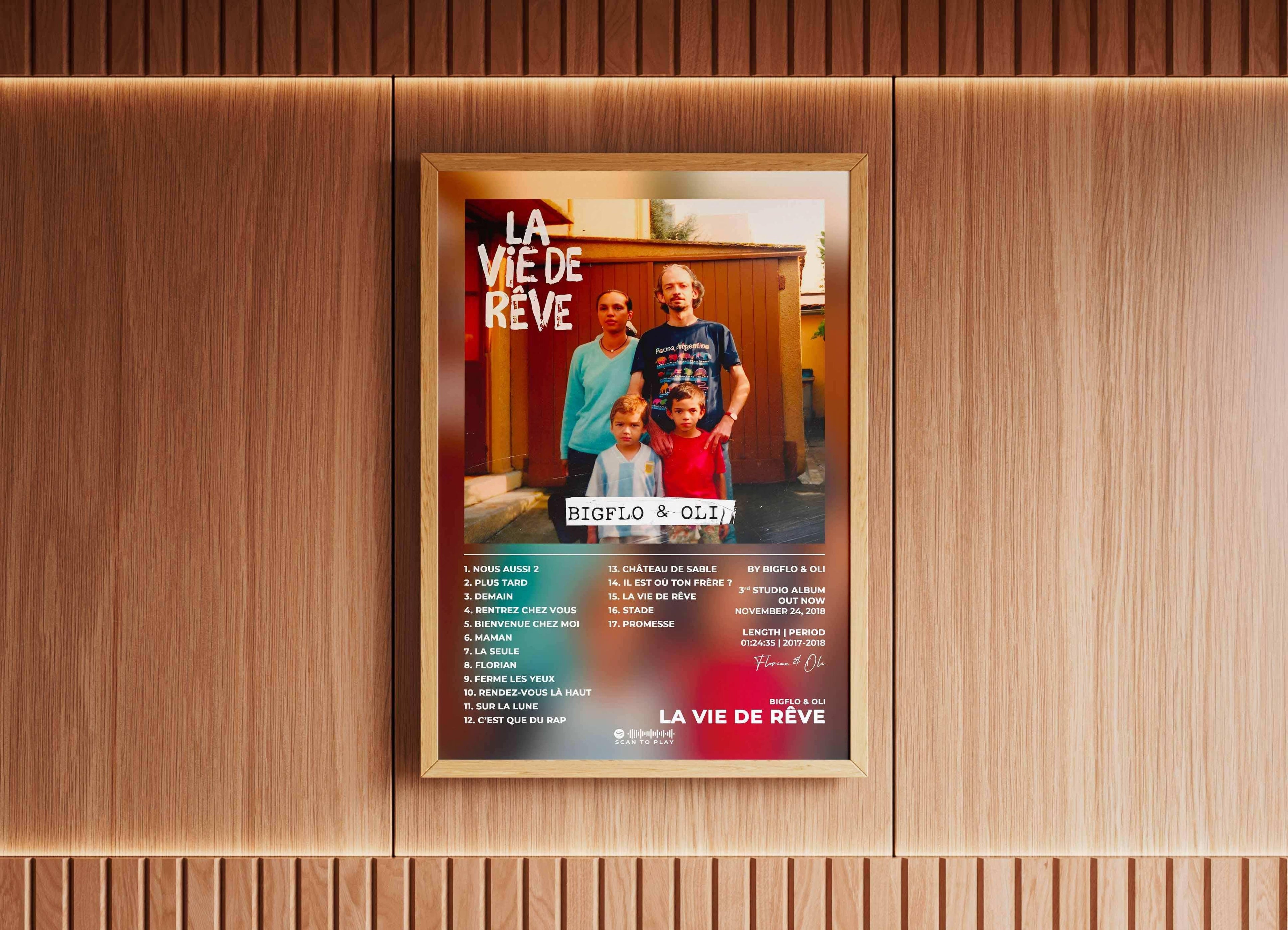 Affiche La Vie de Rêve accrochée au mur, fait en France, livraison gratuite 48h, cadeau idéal Noël