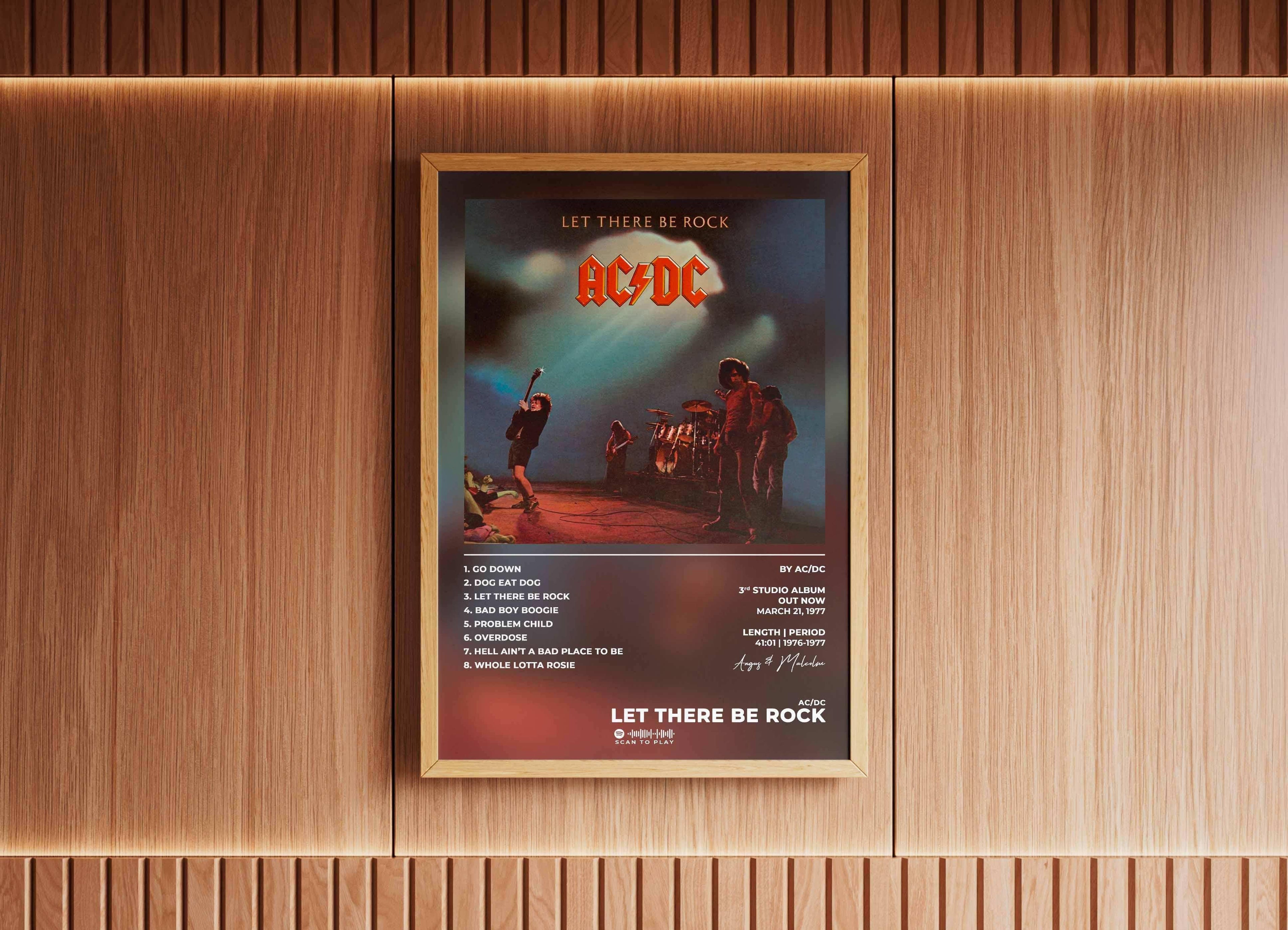 Affiche AC/DC Let There Be Rock encadrée, fait en France, livraison gratuite 48h, cadeau Noël idéal